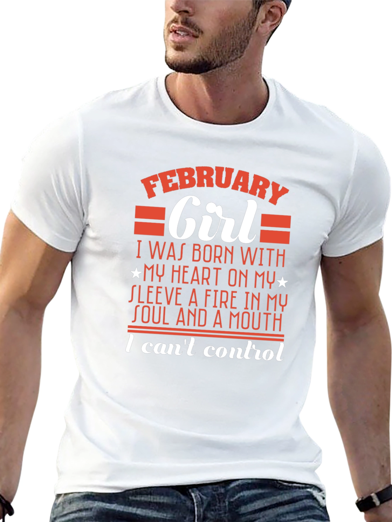 February Girl T-Shirt - Heart on Sleeve Design