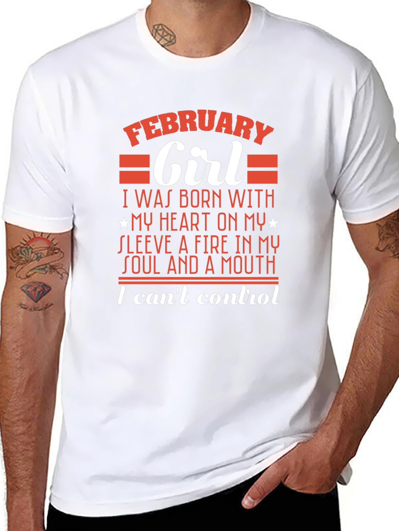 February Girl T-Shirt - Heart on Sleeve Design