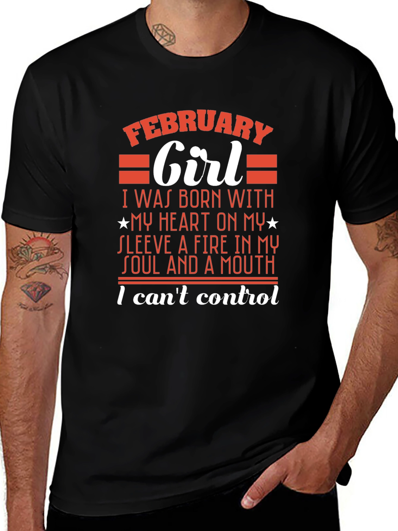 February Girl T-Shirt - Heart on Sleeve Design