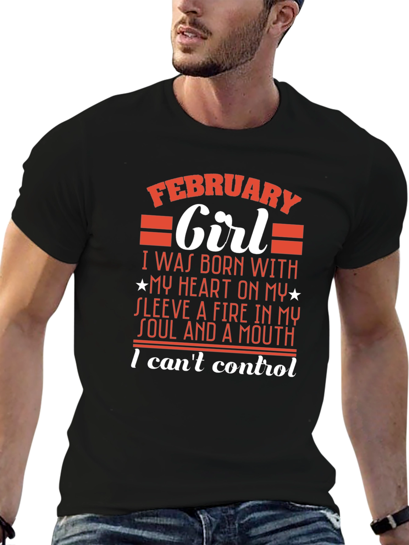 February Girl T-Shirt - Heart on Sleeve Design