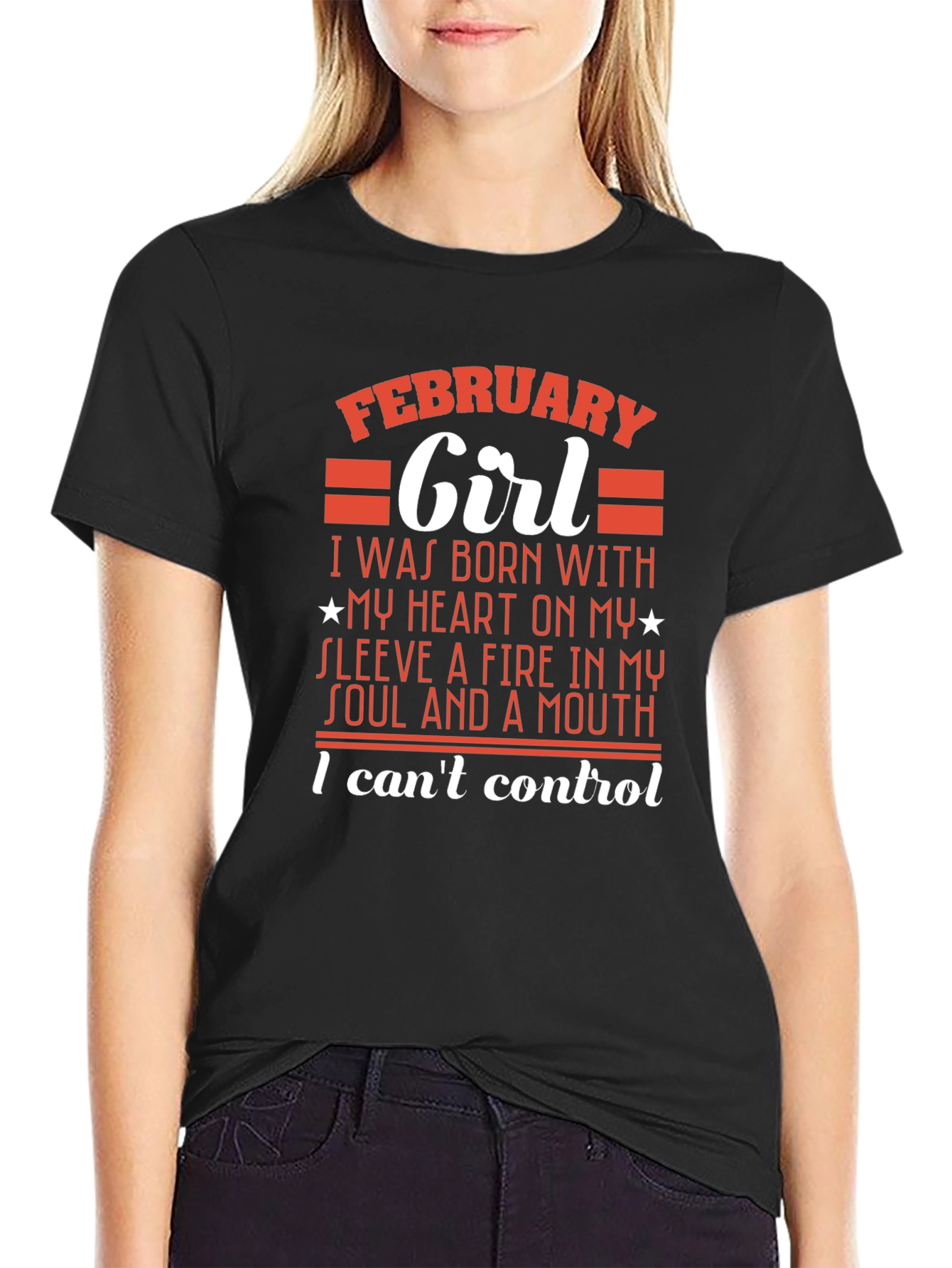 February Girl T-Shirt - Heart on Sleeve Design