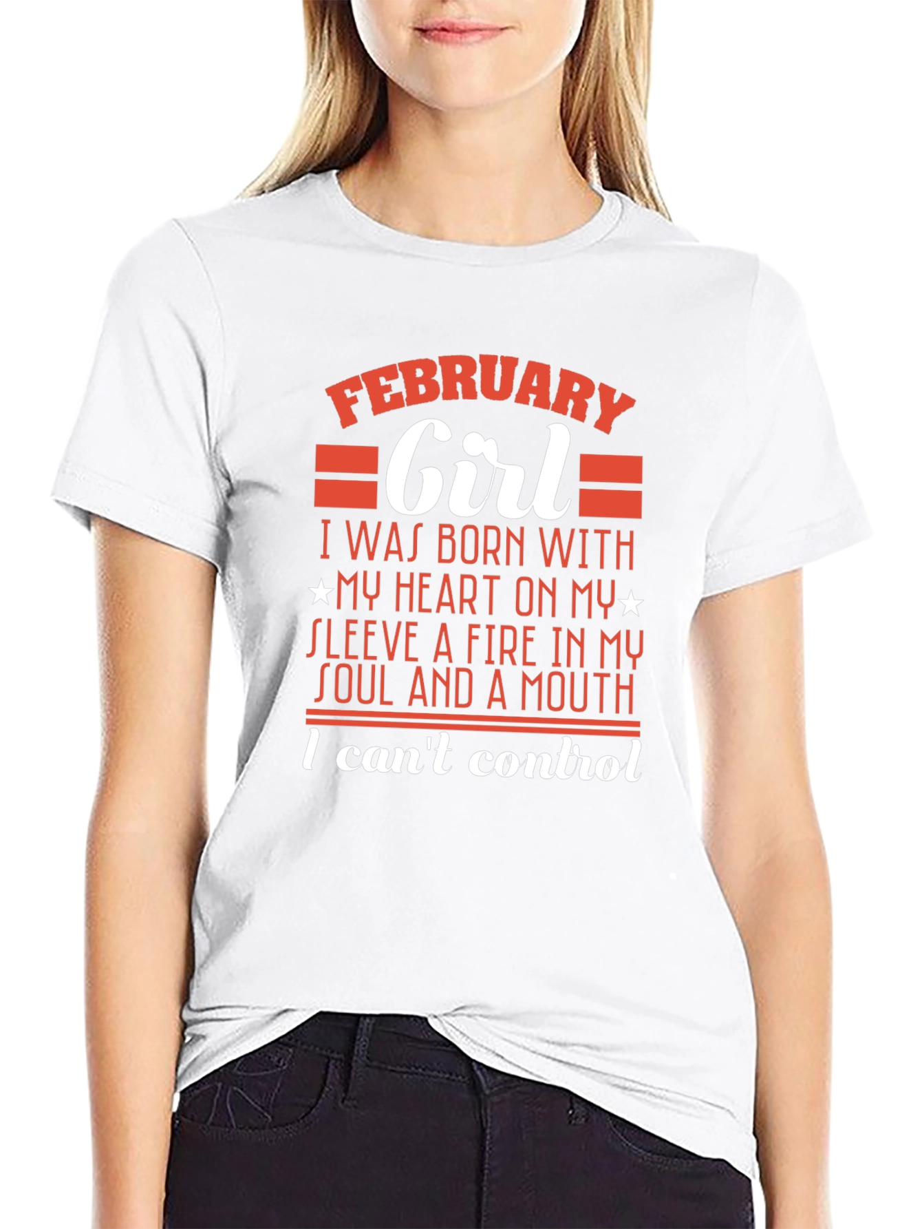 February Girl T-Shirt - Heart on Sleeve Design