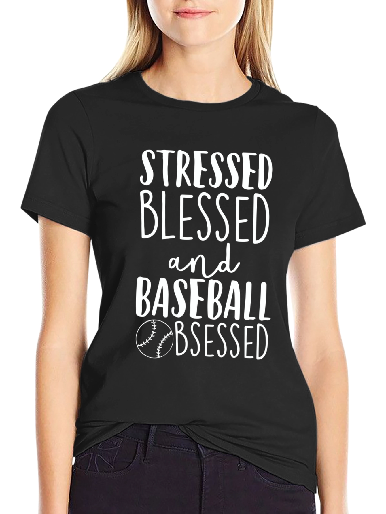 Stressed Blessed Baseball Obsessed Tee