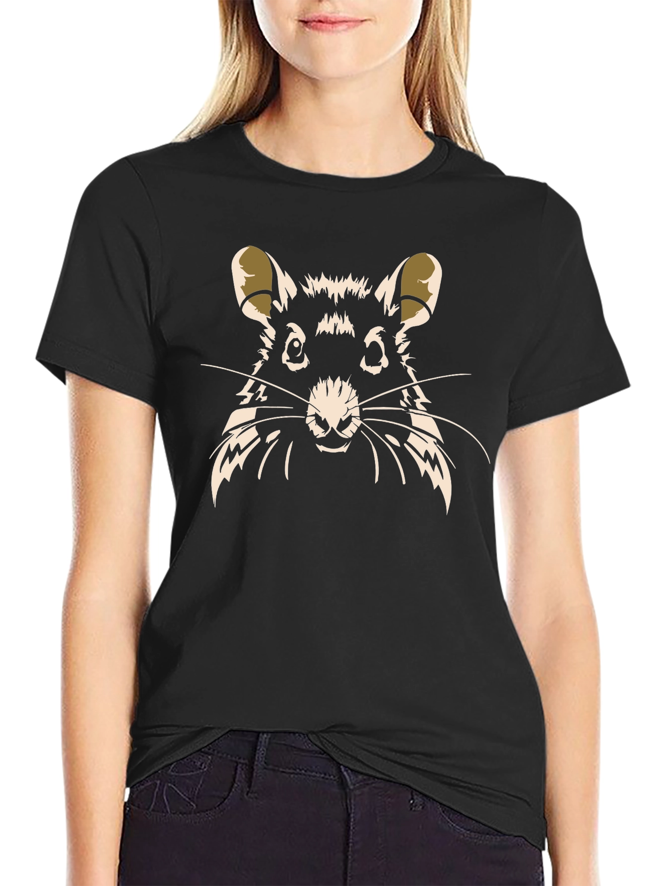 Rat Graphic Print T-Shirt - Black
