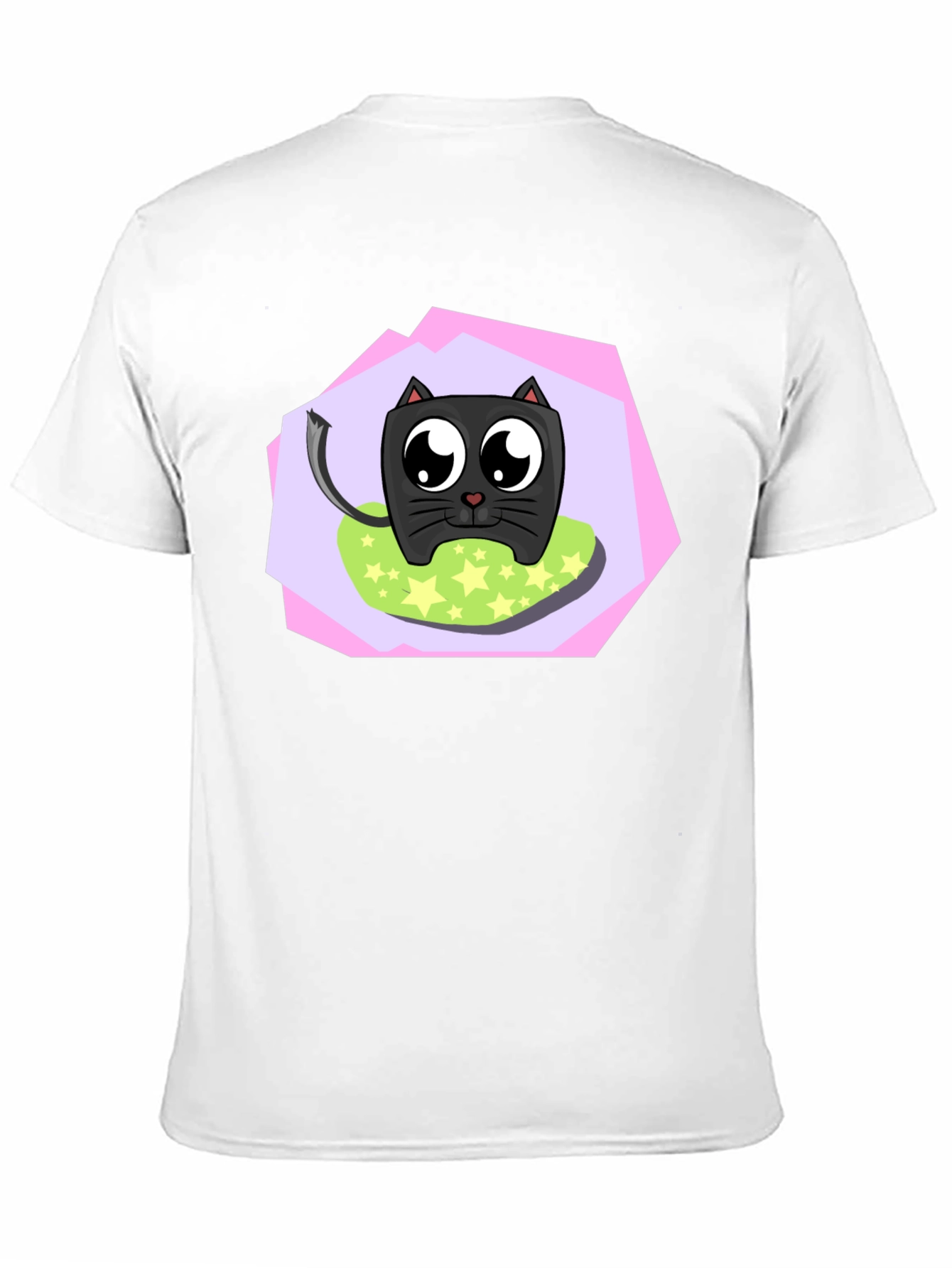 Cartoon Cat Graphic T-Shirt - Unisex Black Tee