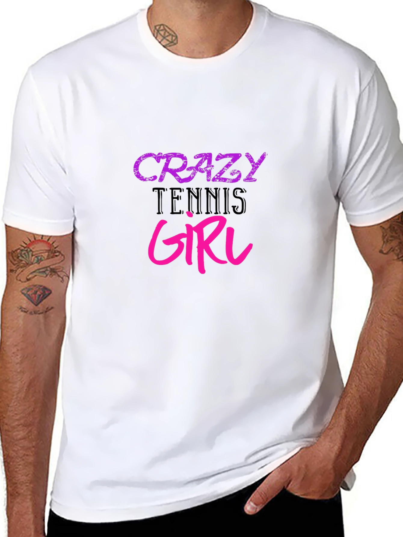 Crazy Tennis Girl Black T-Shirt