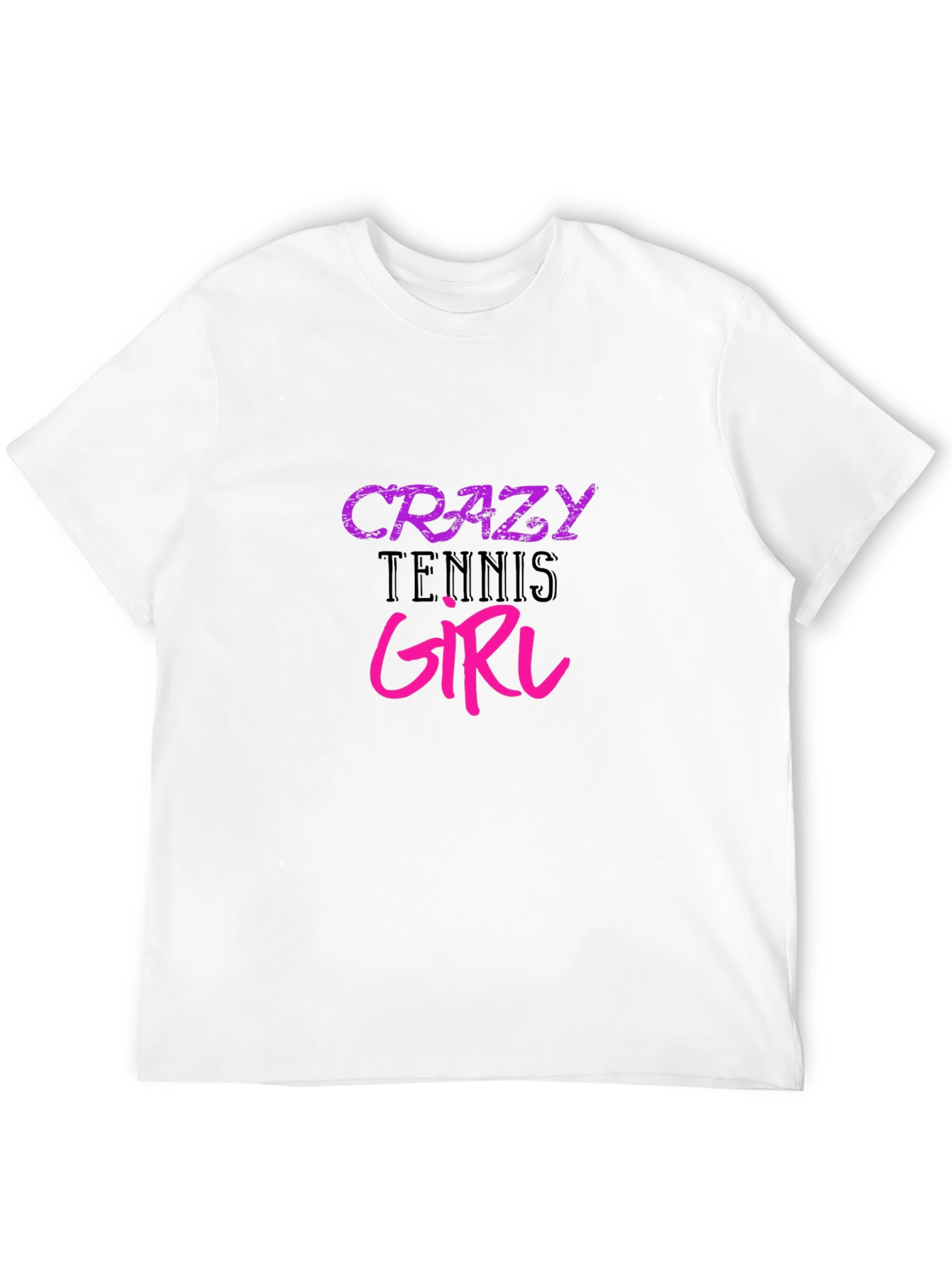 Crazy Tennis Girl Black T-Shirt