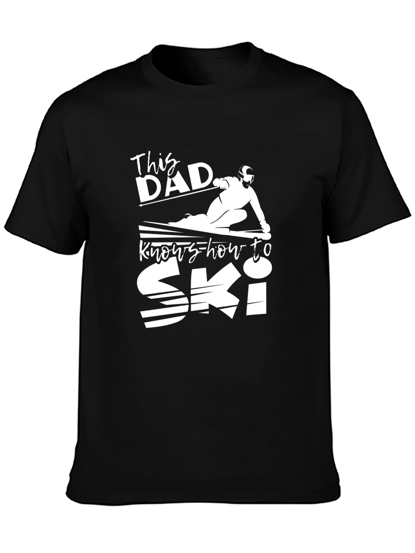 This Dad Knows How to Ski - Black T-Shirt