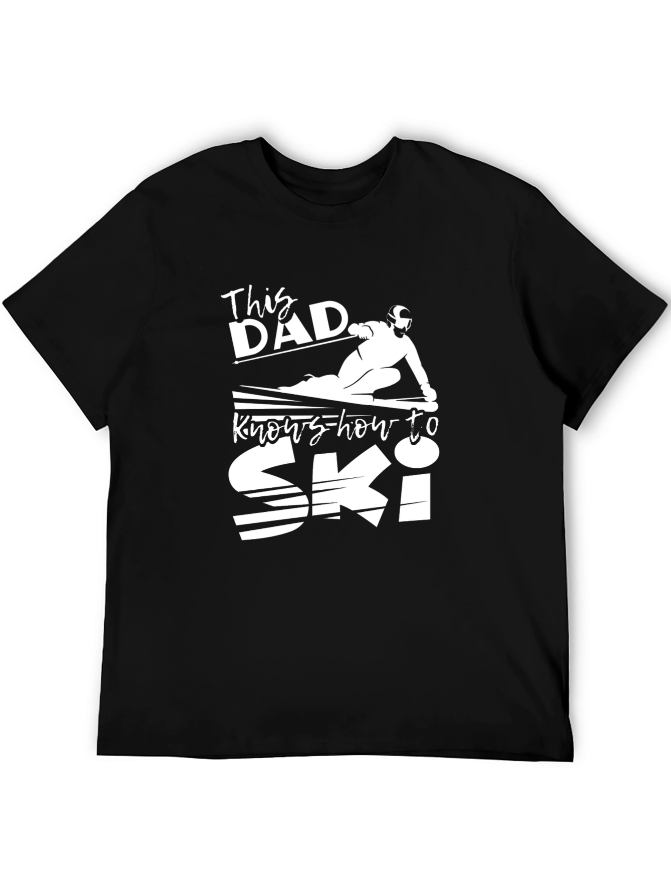 This Dad Knows How to Ski - Black T-Shirt