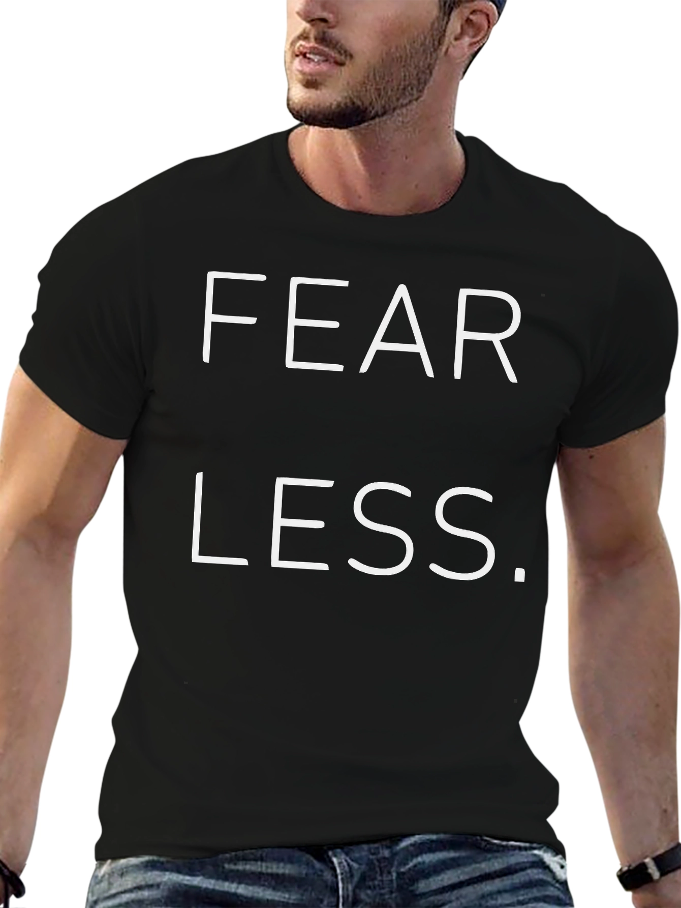 Fear Less Graphic Print Black T-Shirt