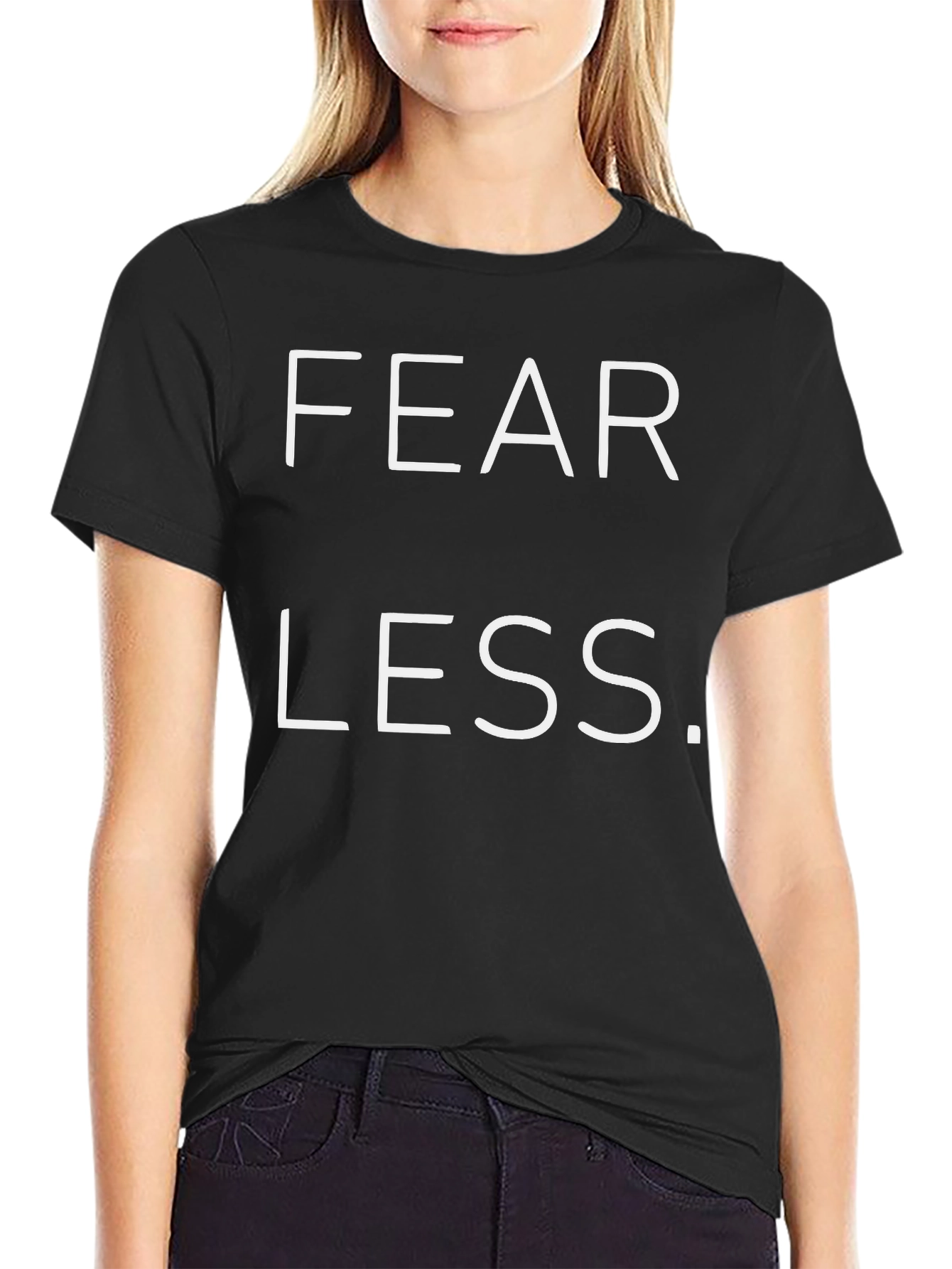Fear Less Graphic Print Black T-Shirt