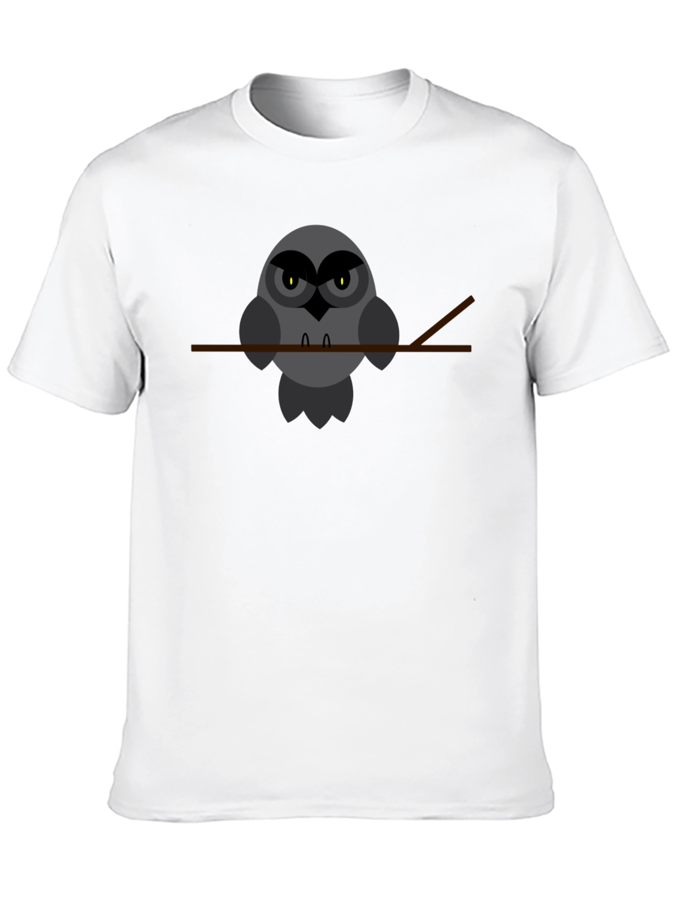 Owl Perched on Branch Graphic Tee - Black