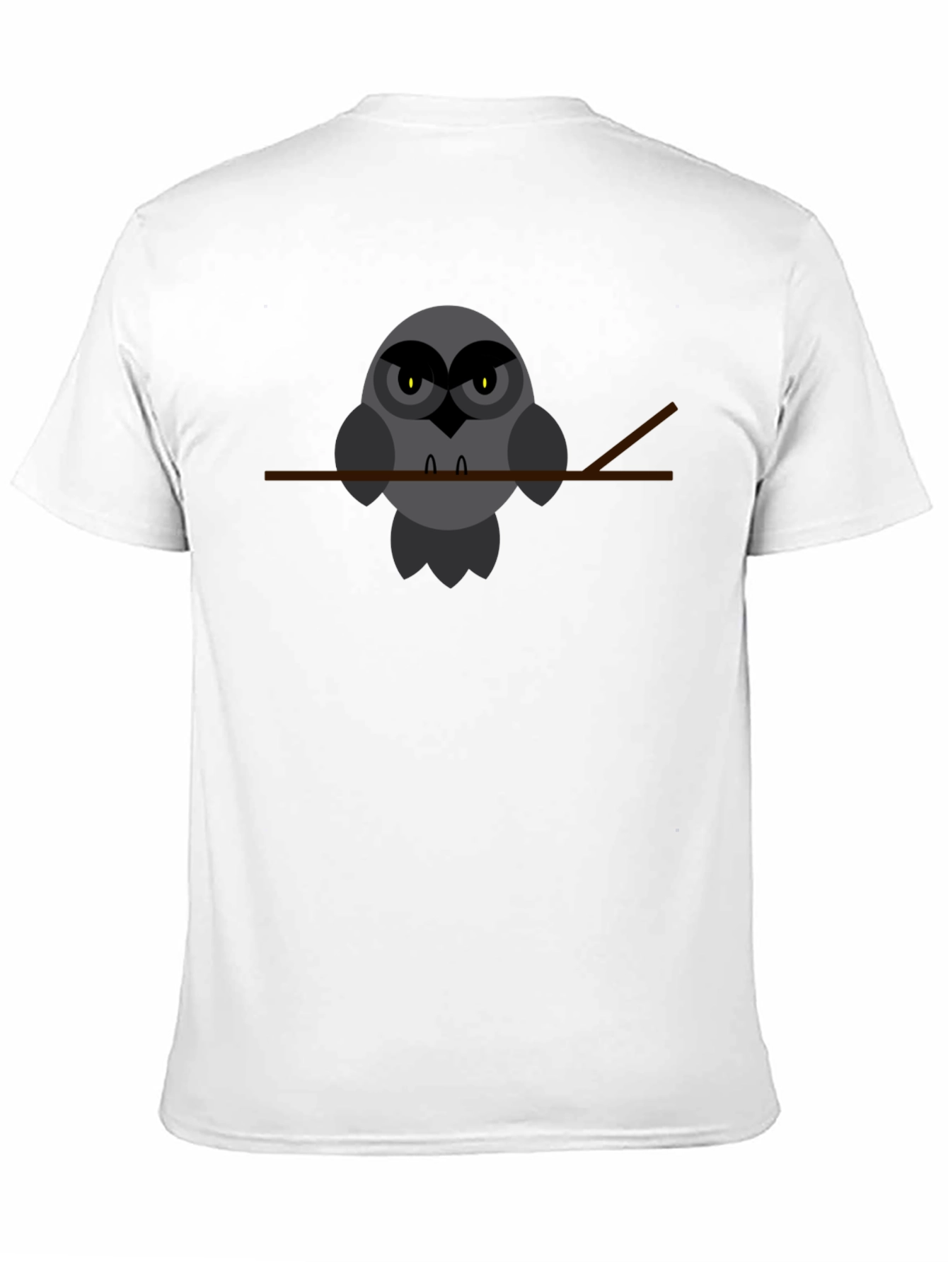Owl Perched on Branch Graphic Tee - Black