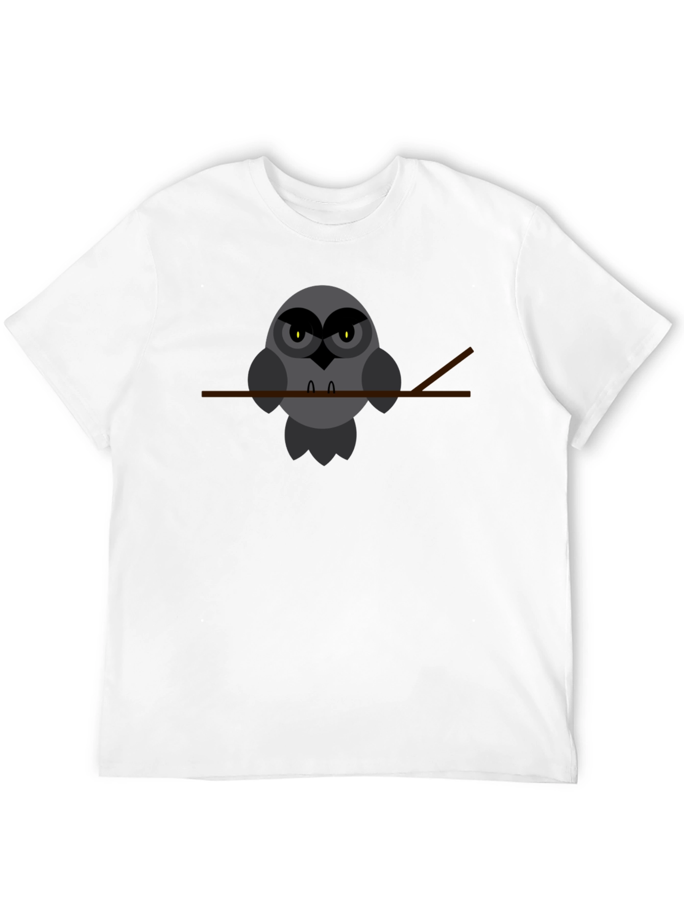 Owl Perched on Branch Graphic Tee - Black