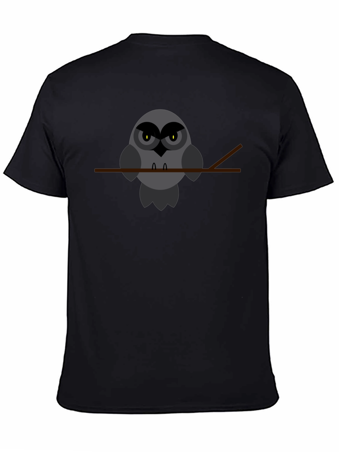 Owl Perched on Branch Graphic Tee - Black