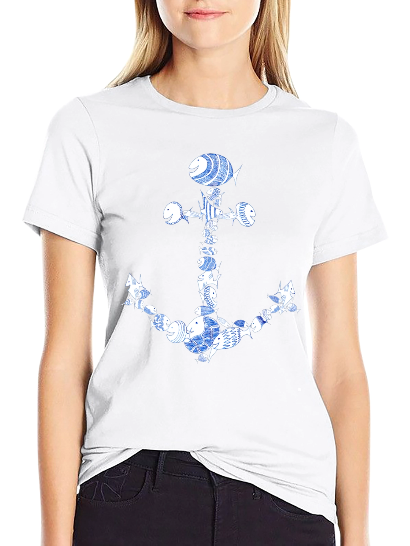 Fish Anchor Graphic Tee - Nautical Style