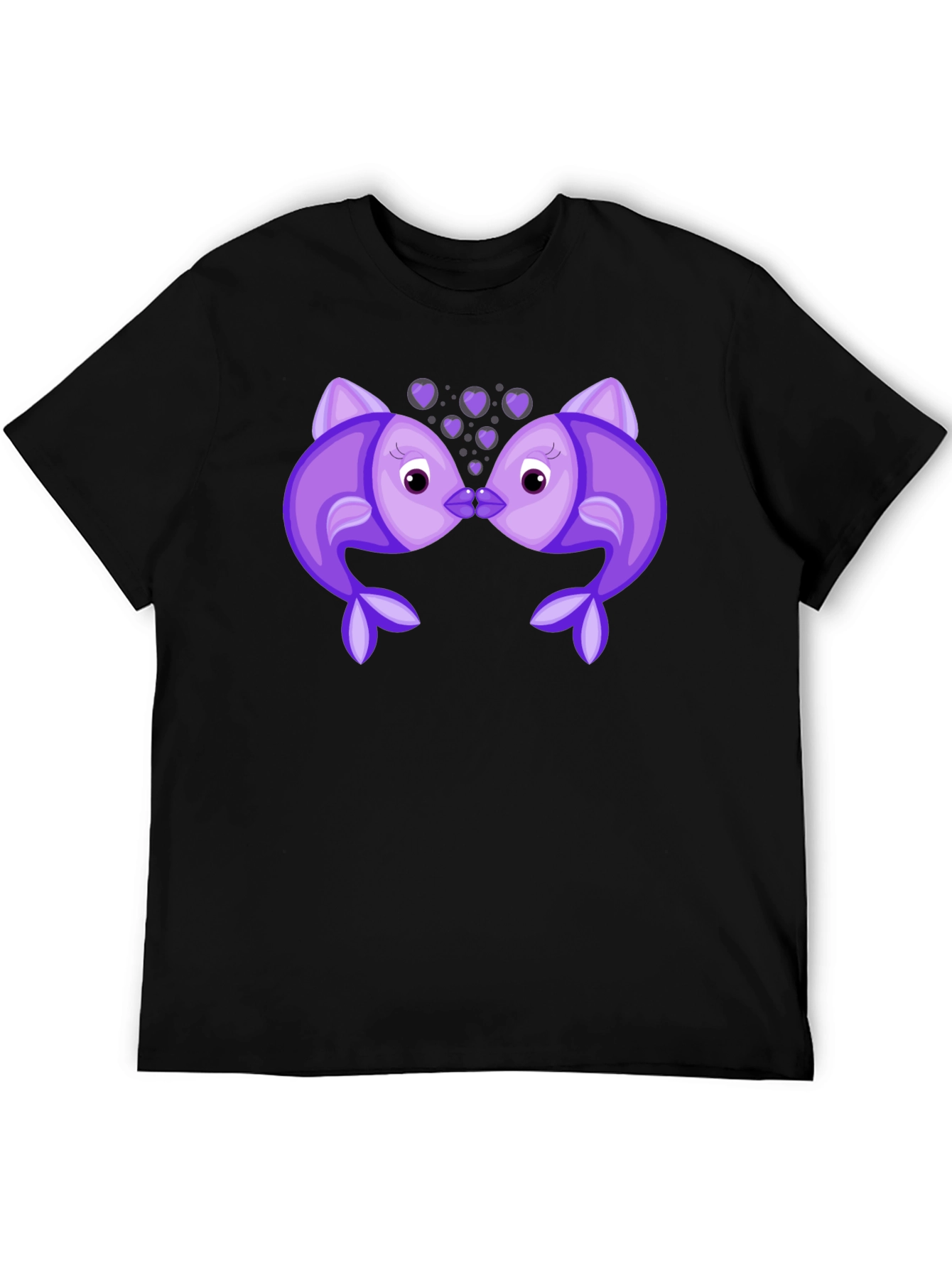 Kissing Fish Graphic Tee - Black T-Shirt