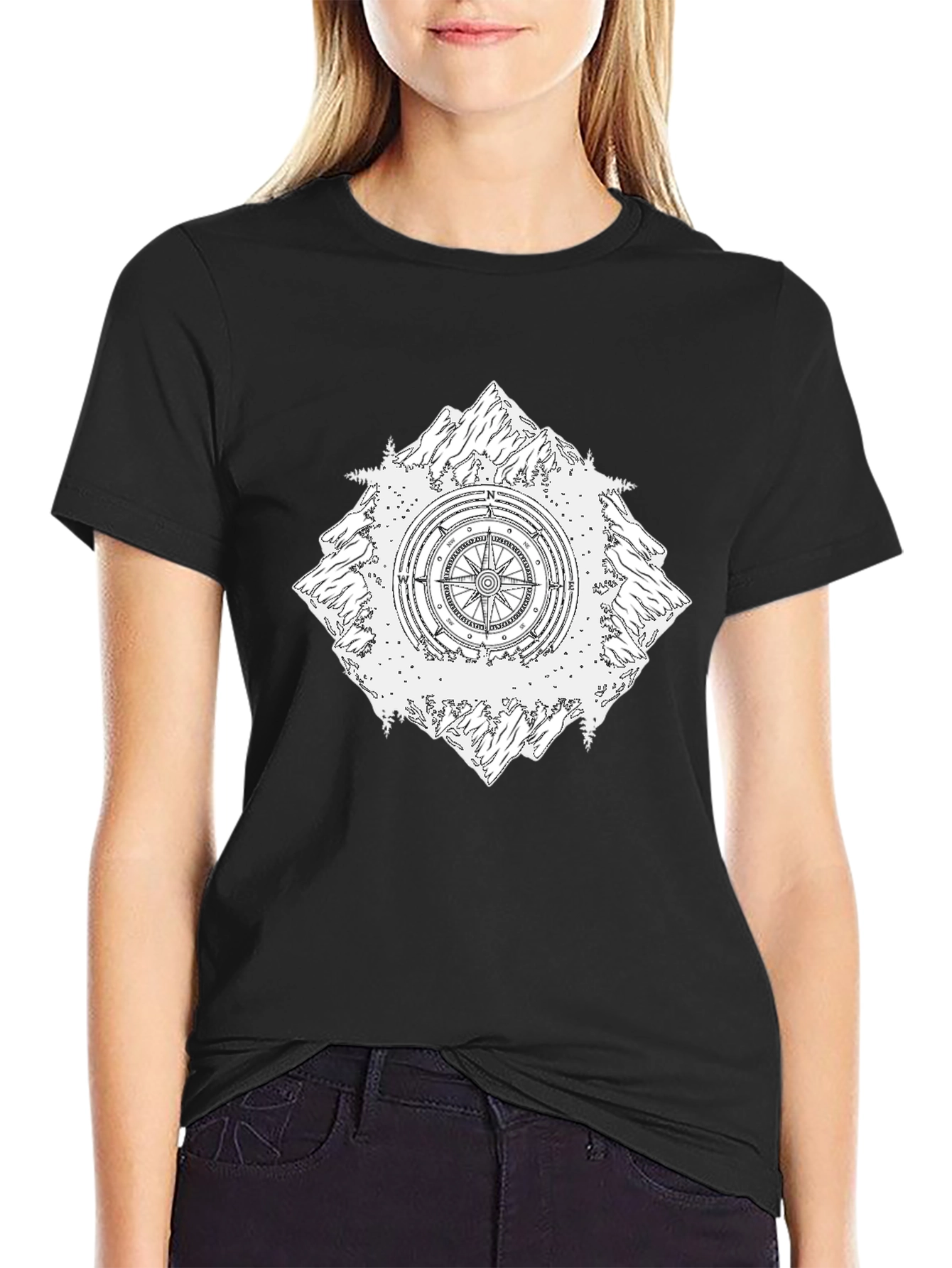 Mountain Compass Graphic Black Tee