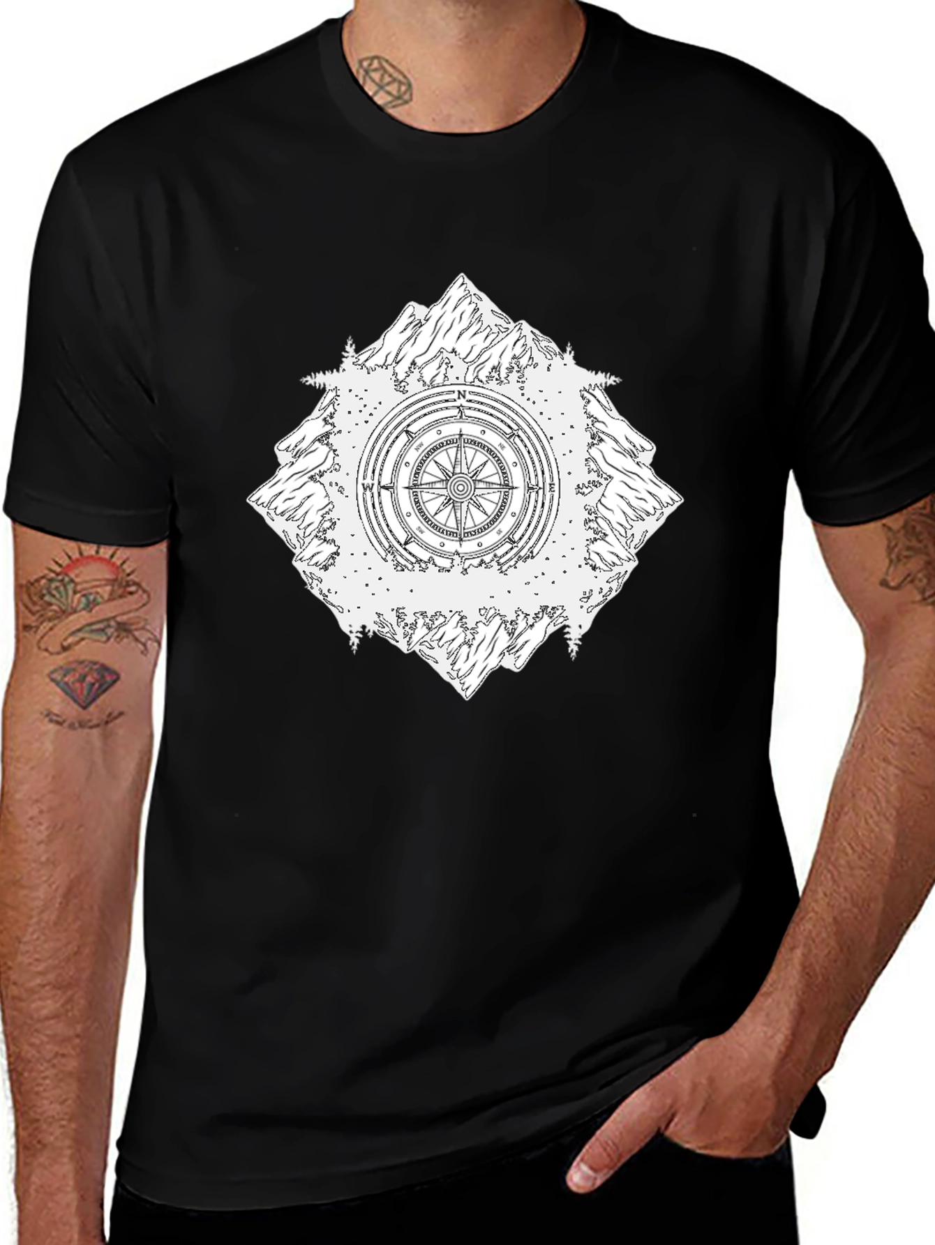 Mountain Compass Graphic Black Tee