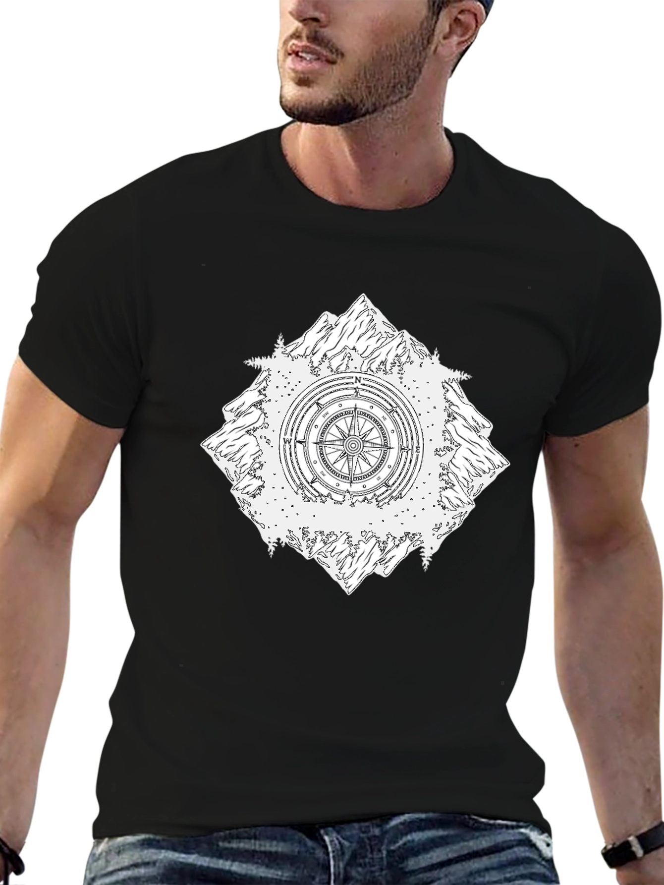 Mountain Compass Graphic Black Tee