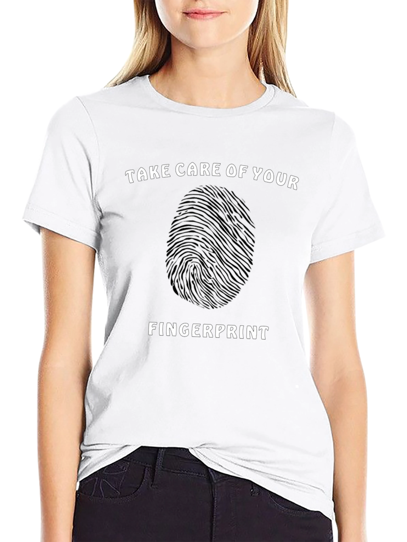 Take Care of Your Fingerprint Black T-Shirt