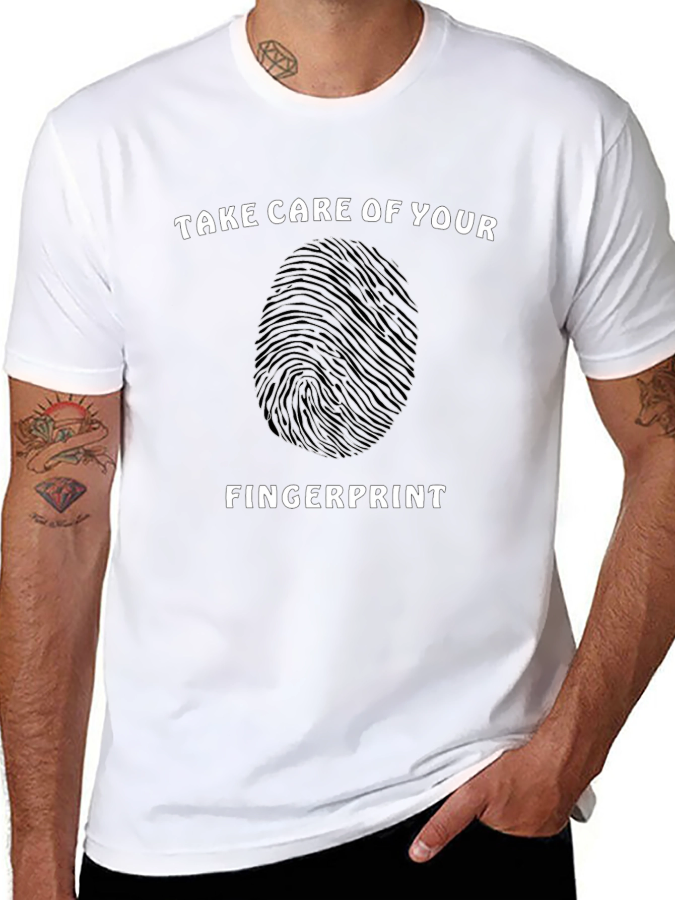 Take Care of Your Fingerprint Black T-Shirt