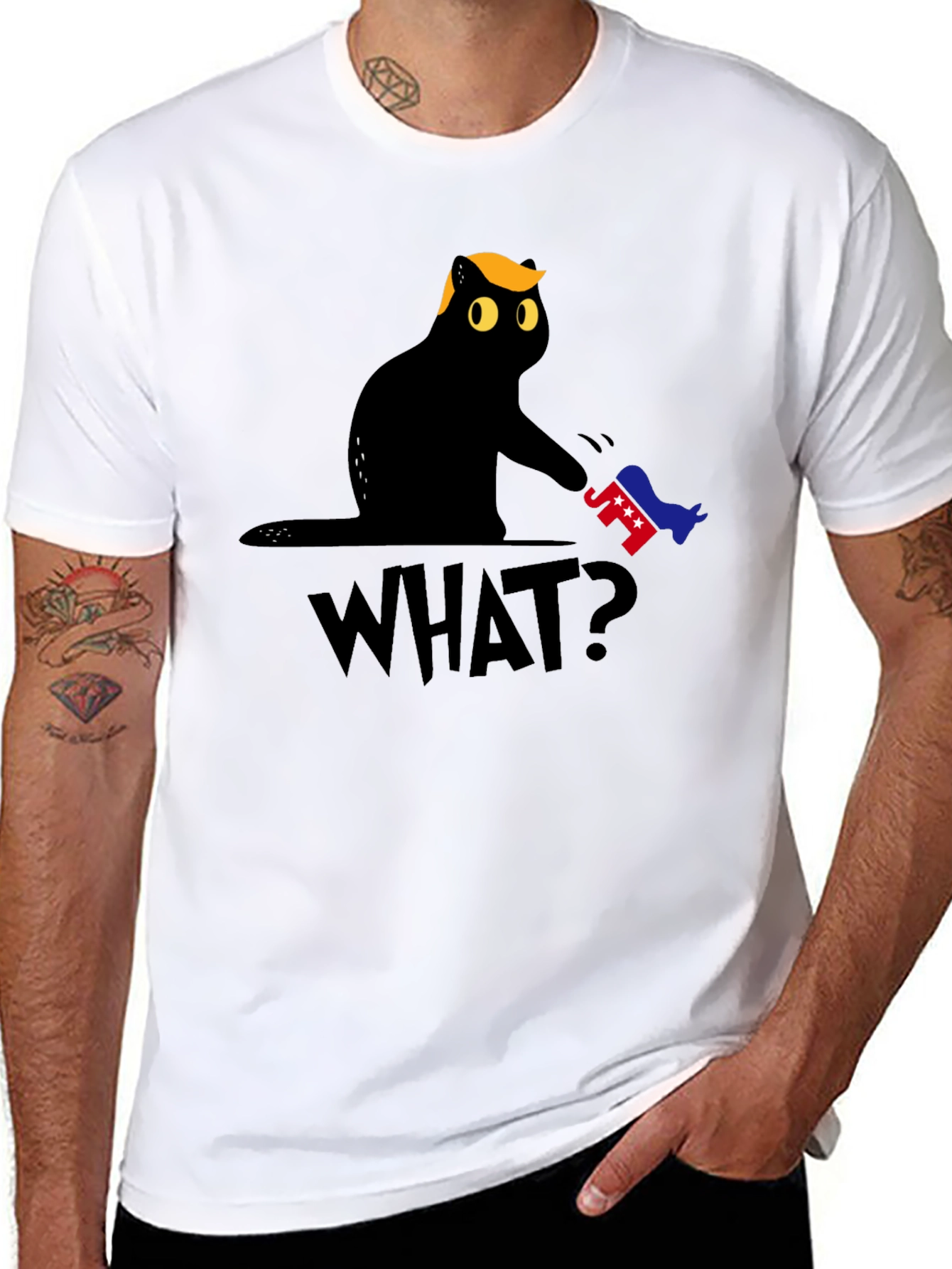Political Cat Humor T-Shirt - WHAT?