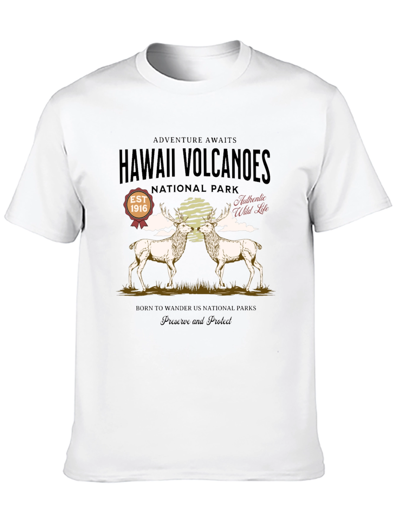 Hawaii Volcanoes National Park Deer Graphic T-Shirt