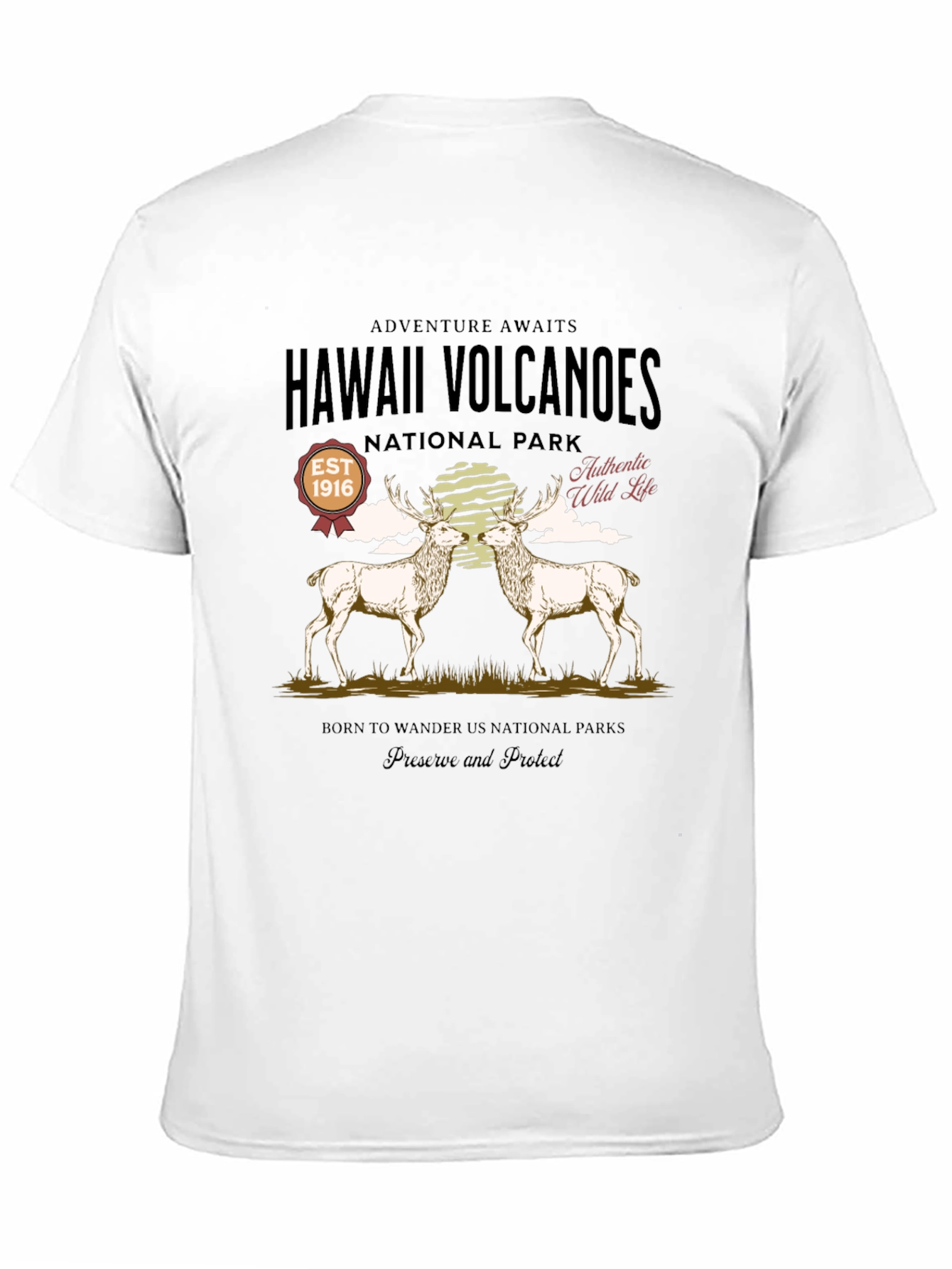Hawaii Volcanoes National Park Deer Graphic T-Shirt