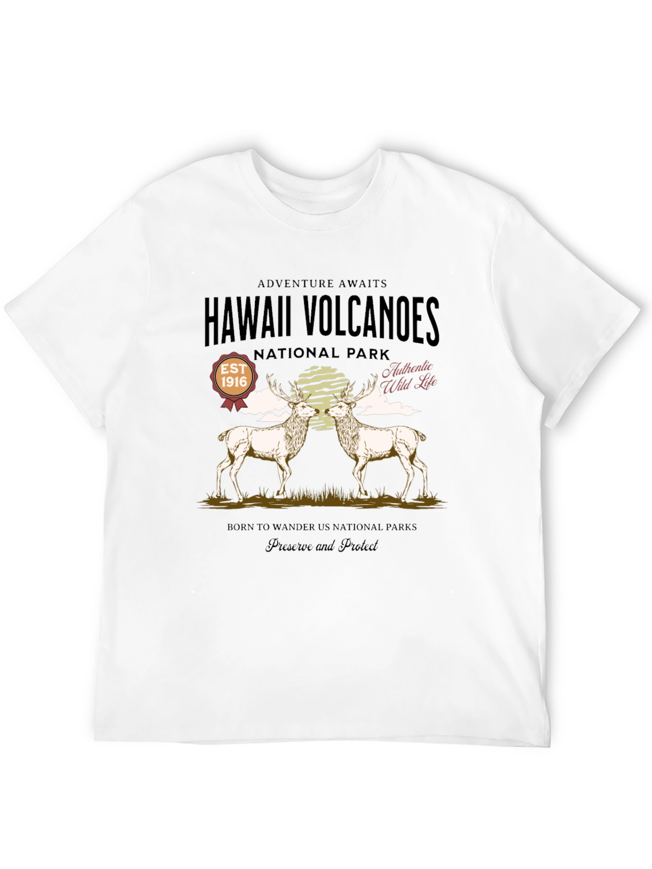 Hawaii Volcanoes National Park Deer Graphic T-Shirt