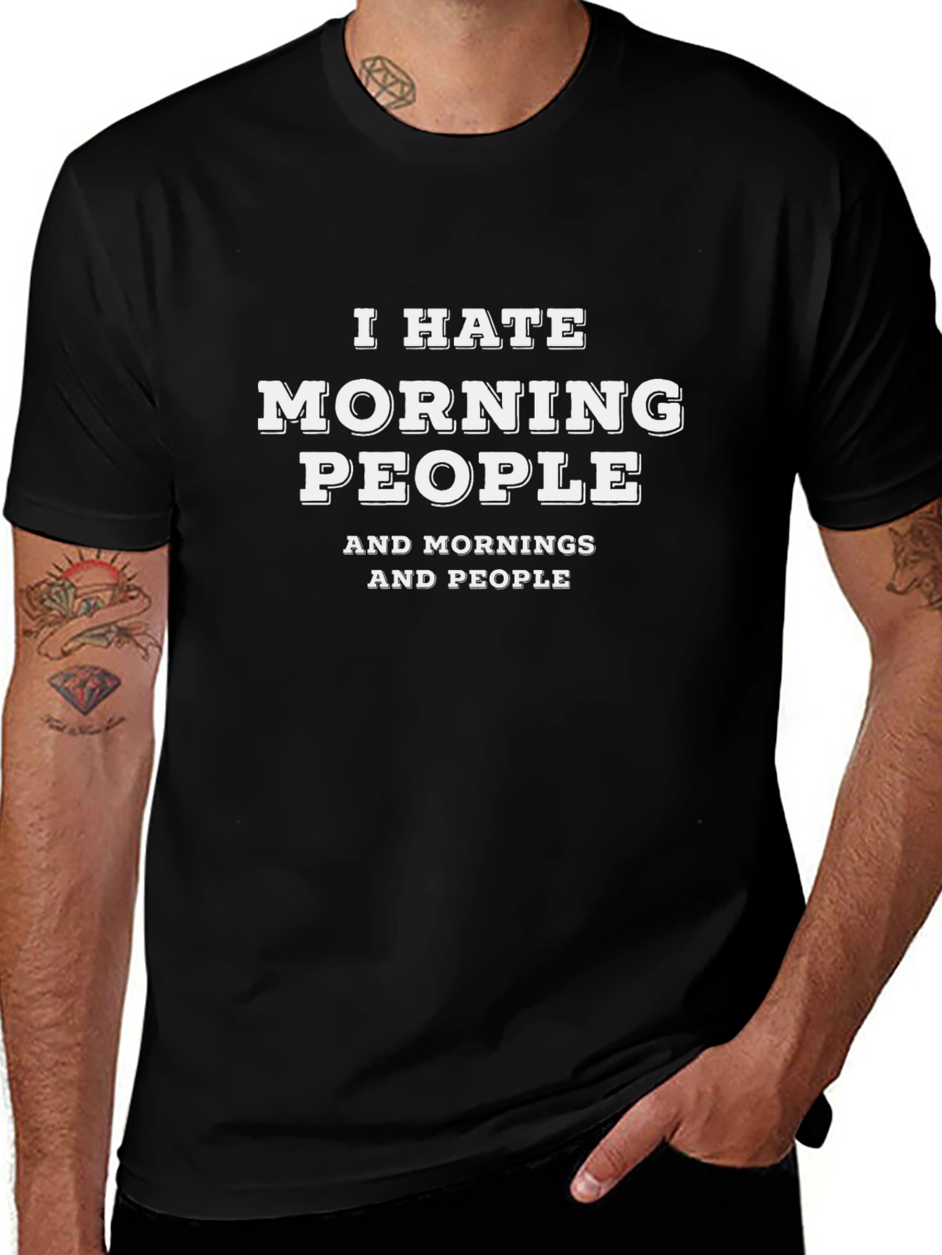 I Hate Morning People Black T-Shirt