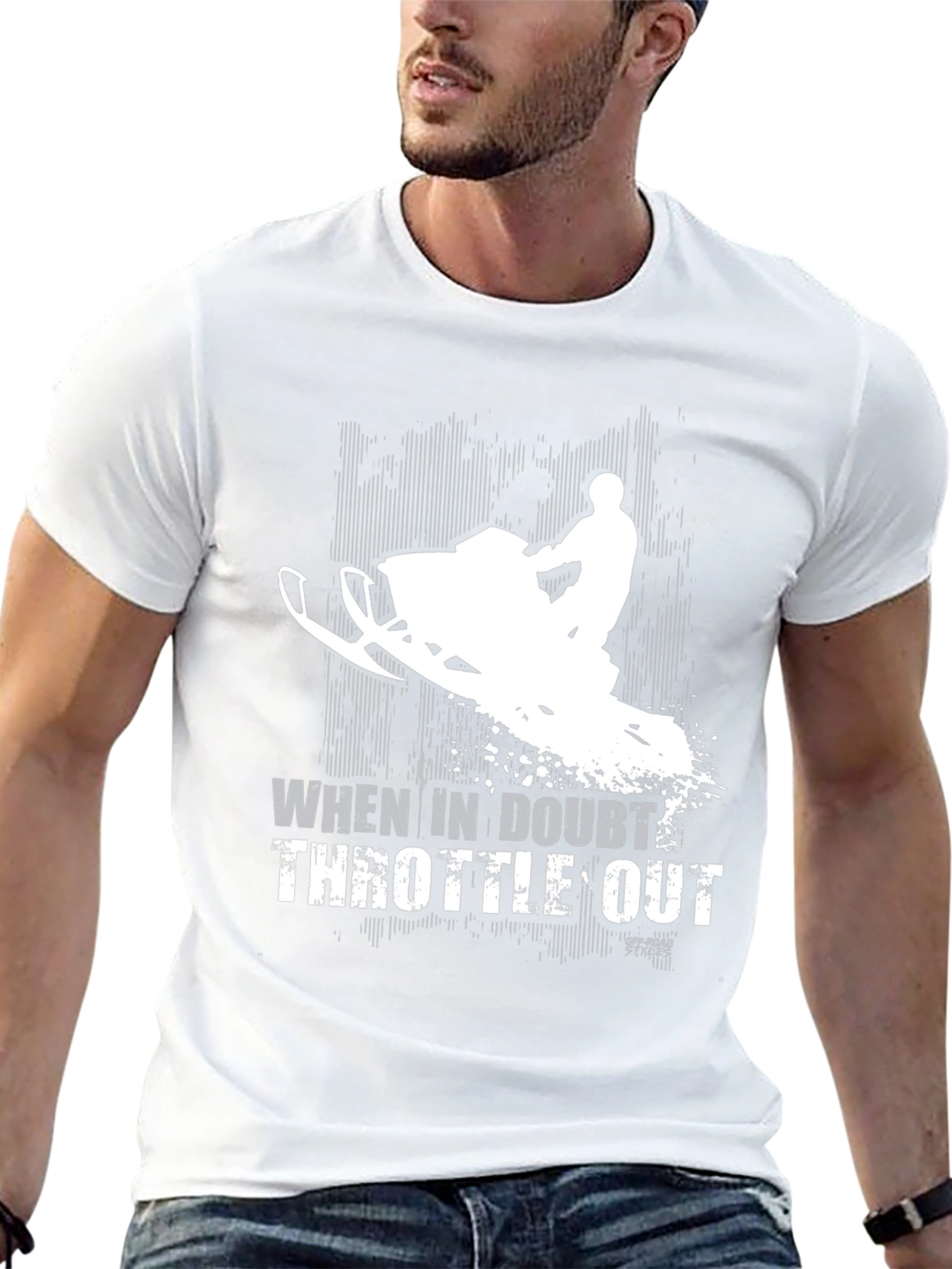 When in Doubt Throttle Out Snowmobile Black T-Shirt