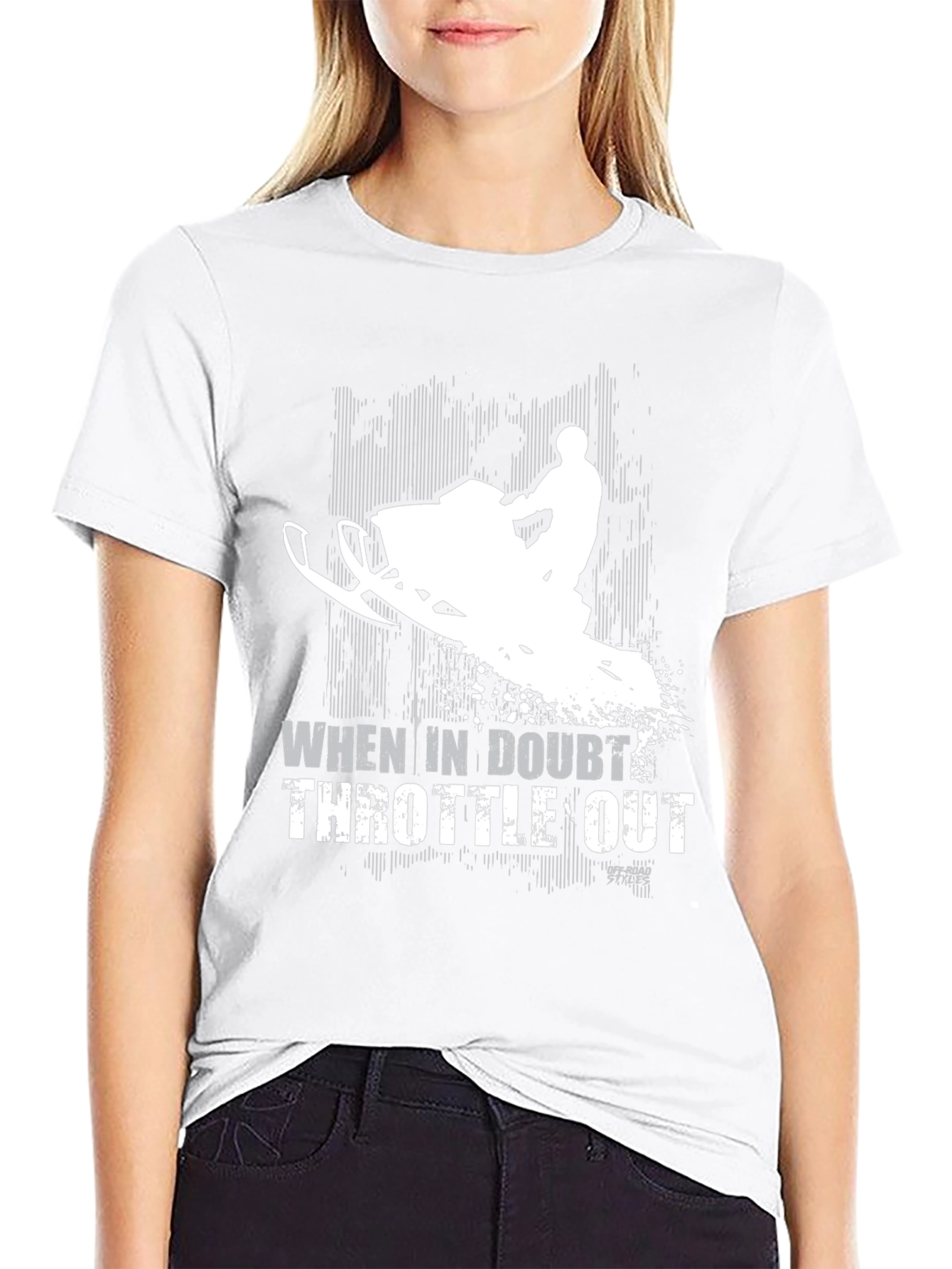 When in Doubt Throttle Out Snowmobile Black T-Shirt