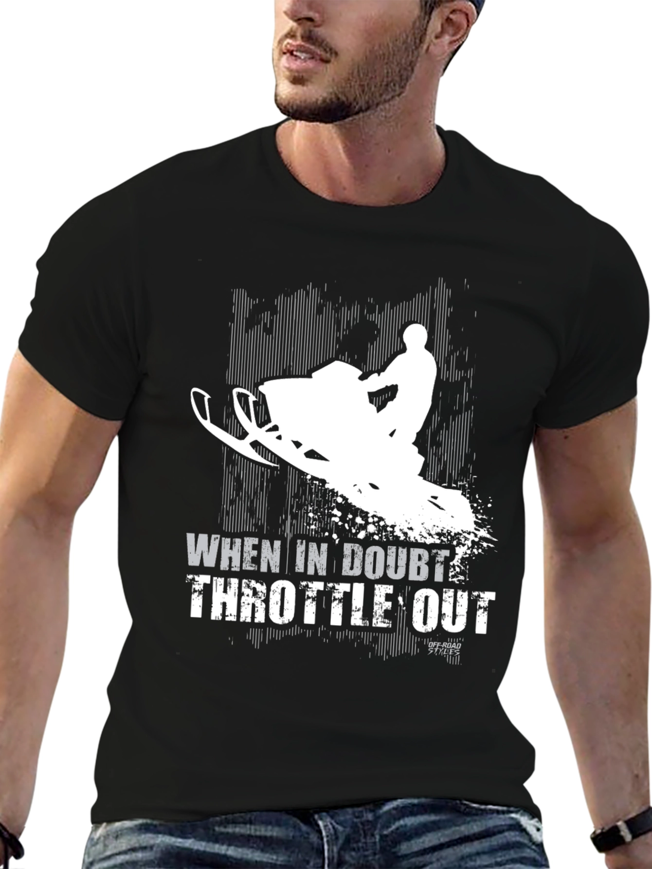 When in Doubt Throttle Out Snowmobile Black T-Shirt