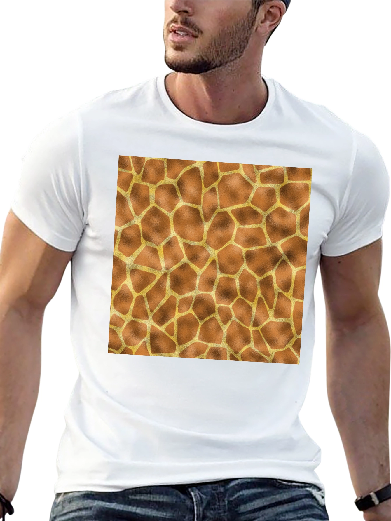 Giraffe Print Tee - Stylish Animal Pattern T-Shirt