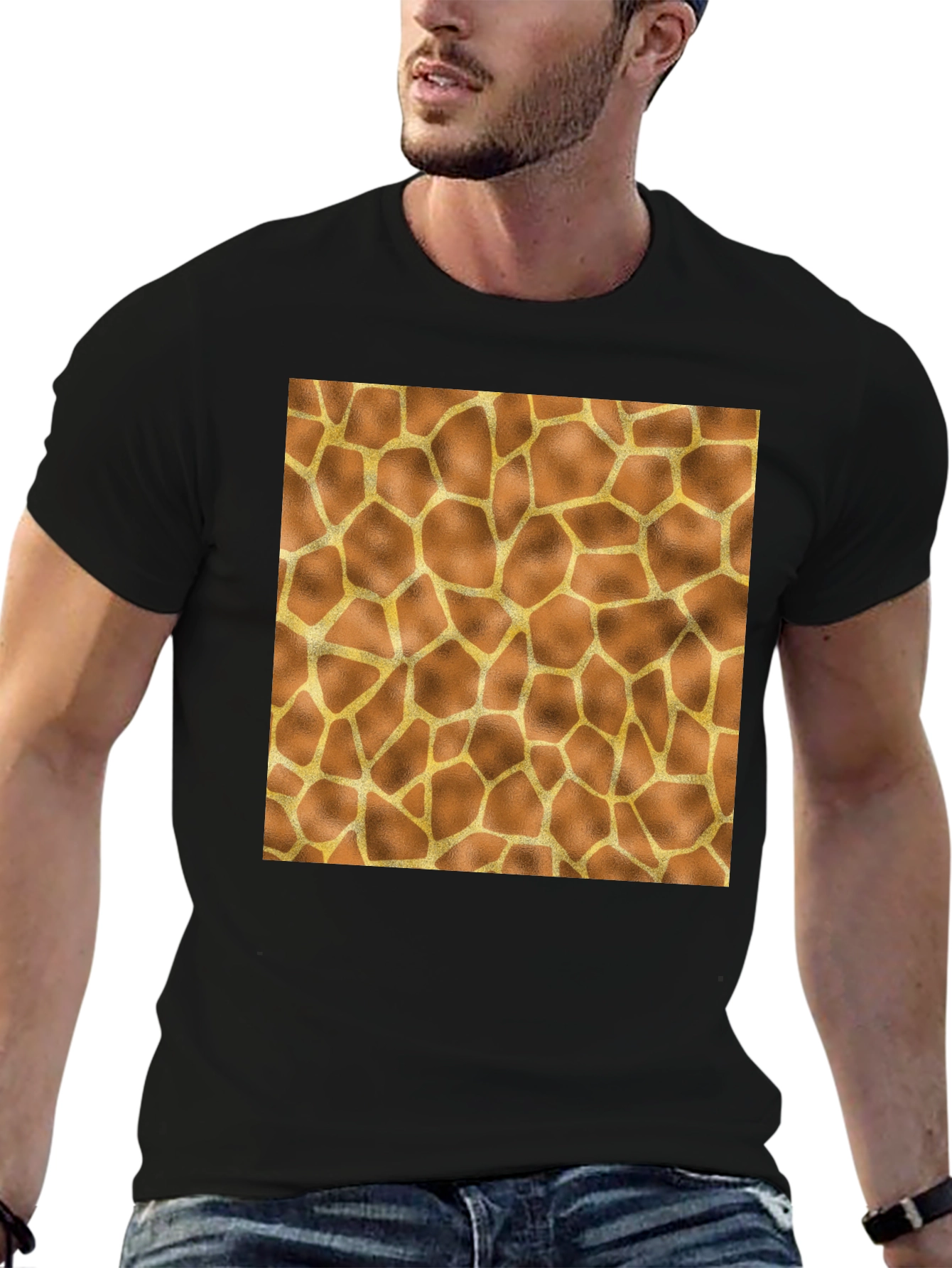 Giraffe Print Tee - Stylish Animal Pattern T-Shirt