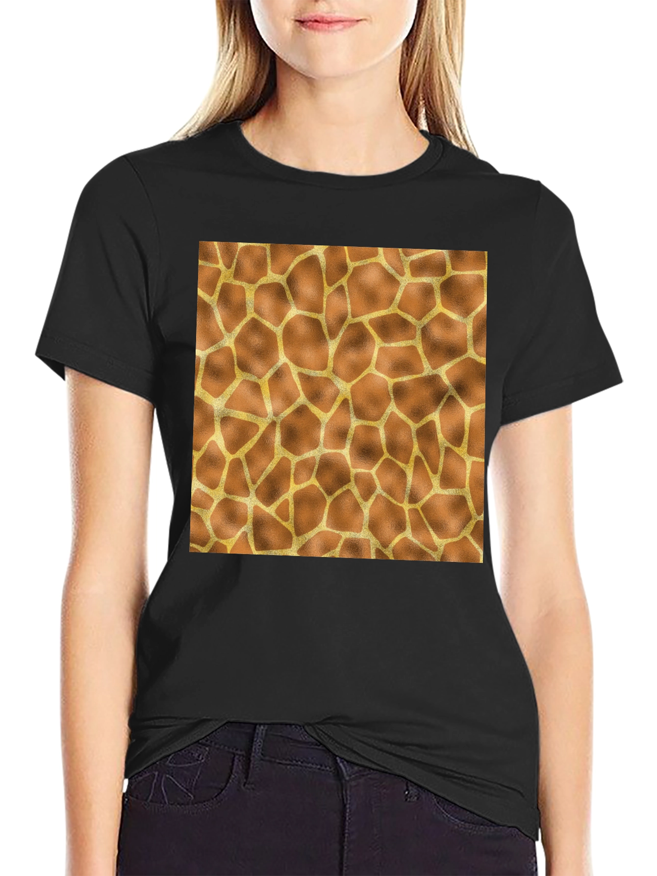 Giraffe Print Tee - Stylish Animal Pattern T-Shirt