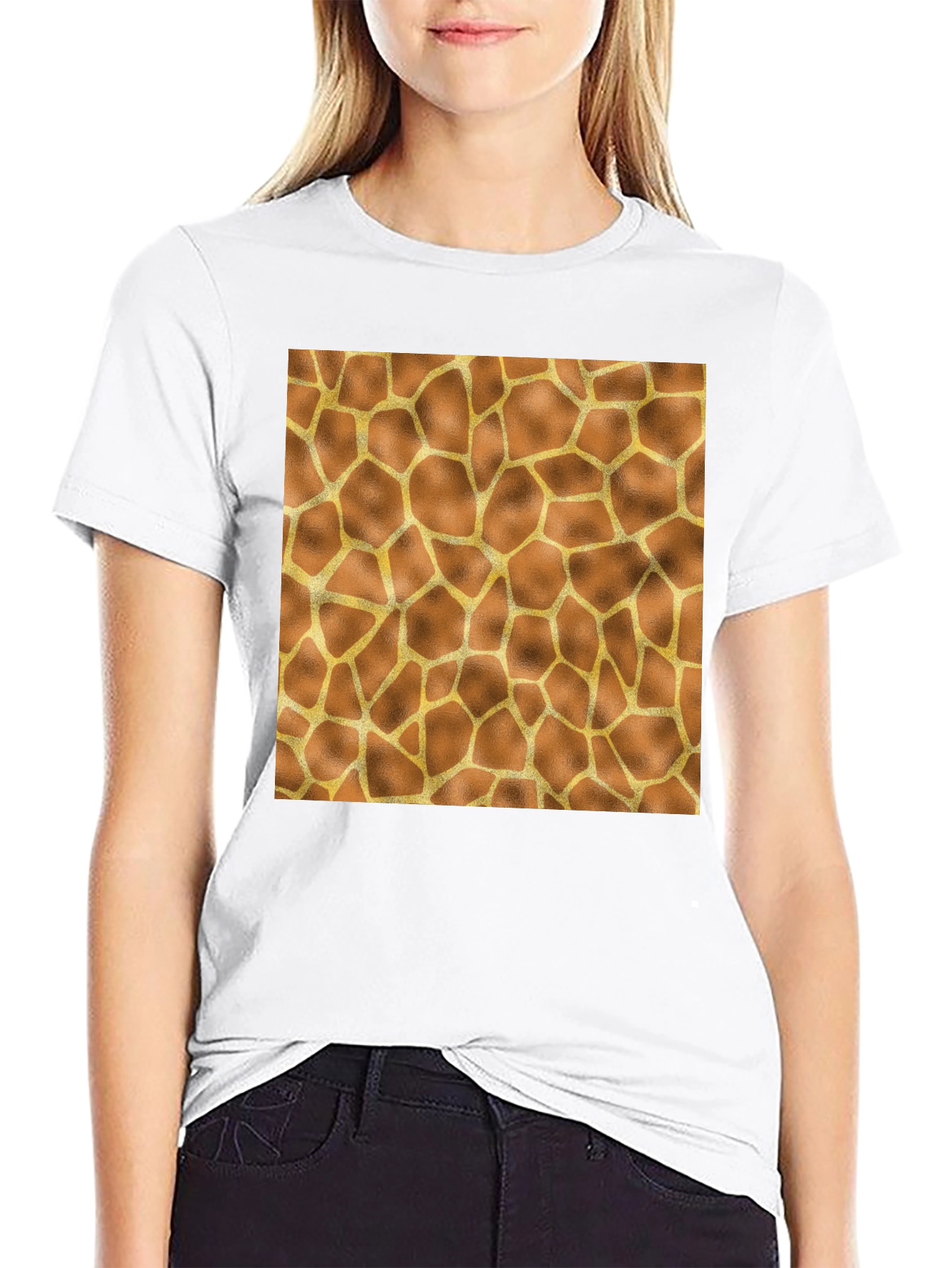 Giraffe Print Tee - Stylish Animal Pattern T-Shirt