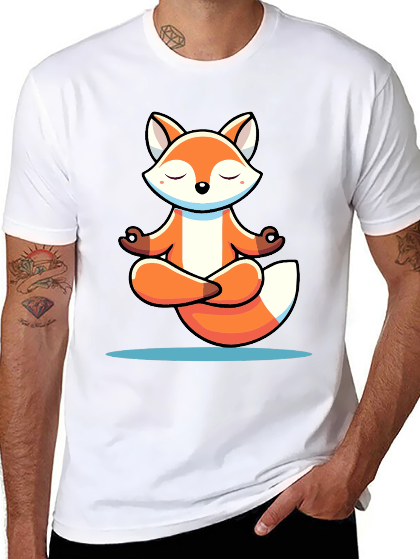 Meditating Fox Graphic Tee - Soft Cotton Blend