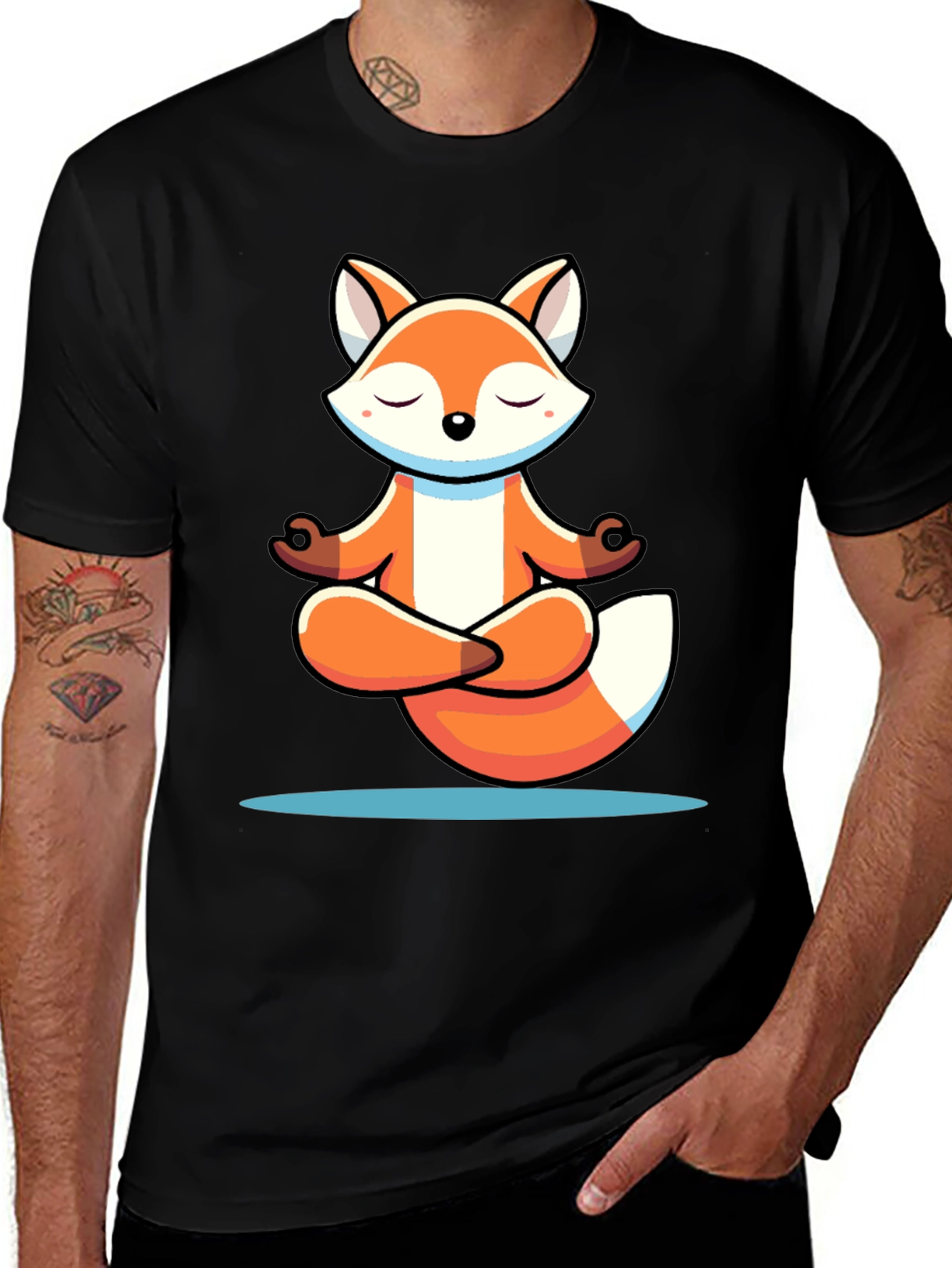 Meditating Fox Graphic Tee - Soft Cotton Blend