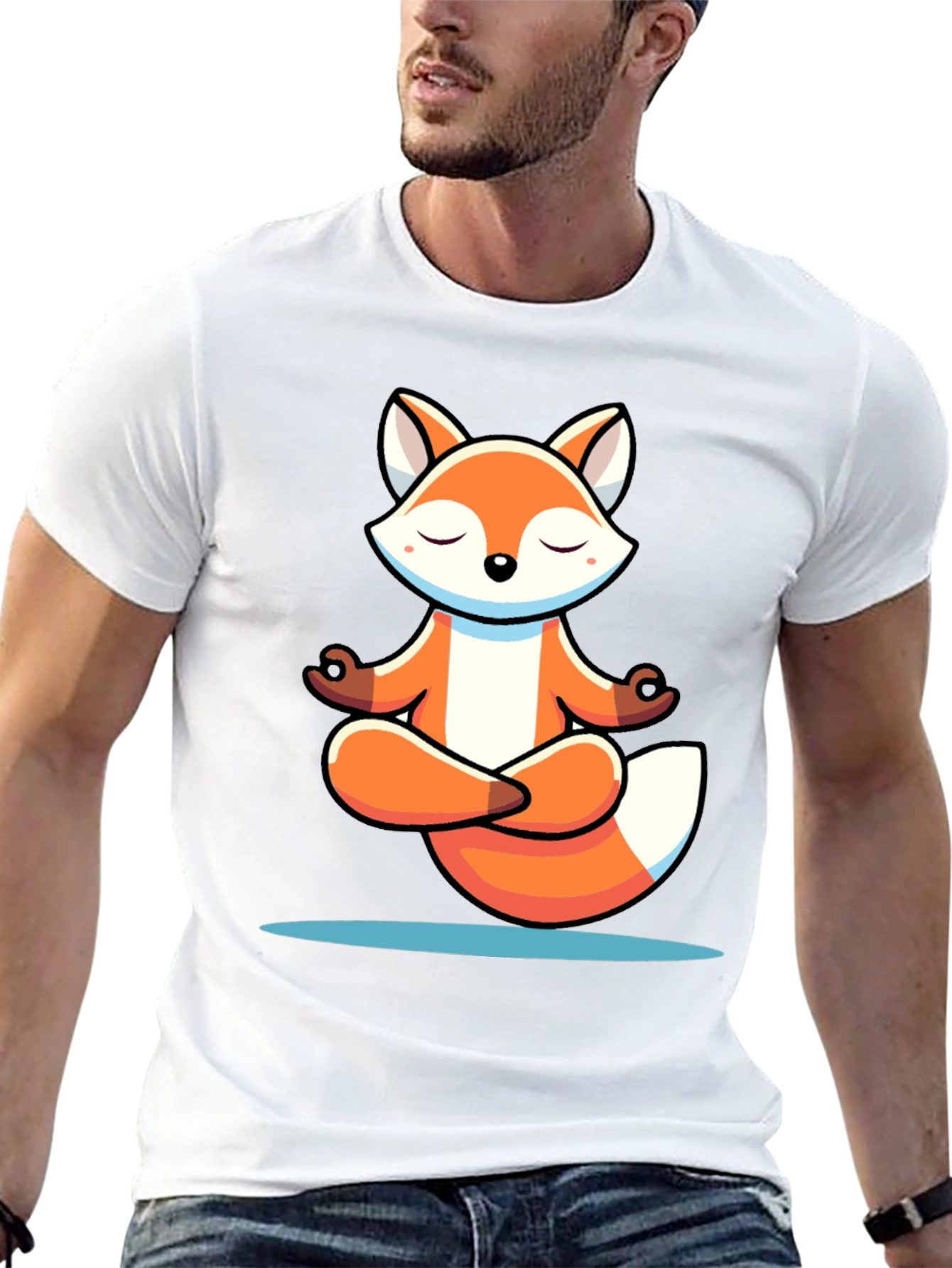 Meditating Fox Graphic Tee - Soft Cotton Blend