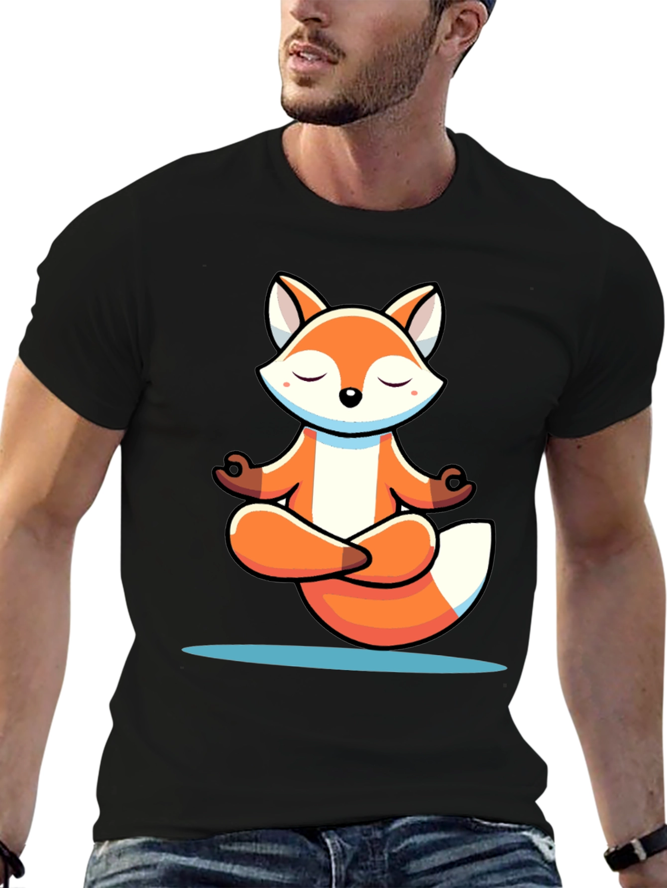 Meditating Fox Graphic Tee - Soft Cotton Blend