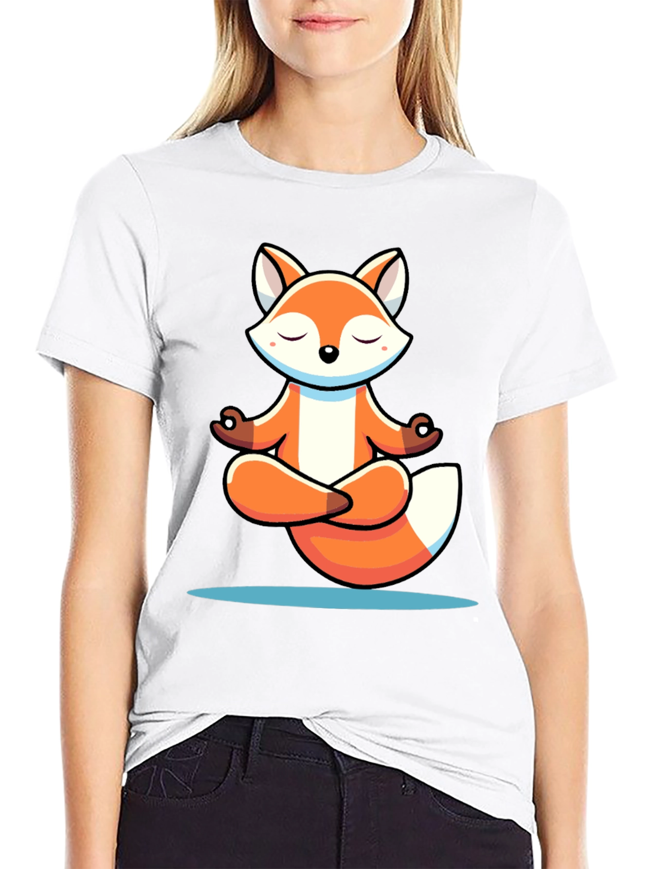 Meditating Fox Graphic Tee - Soft Cotton Blend