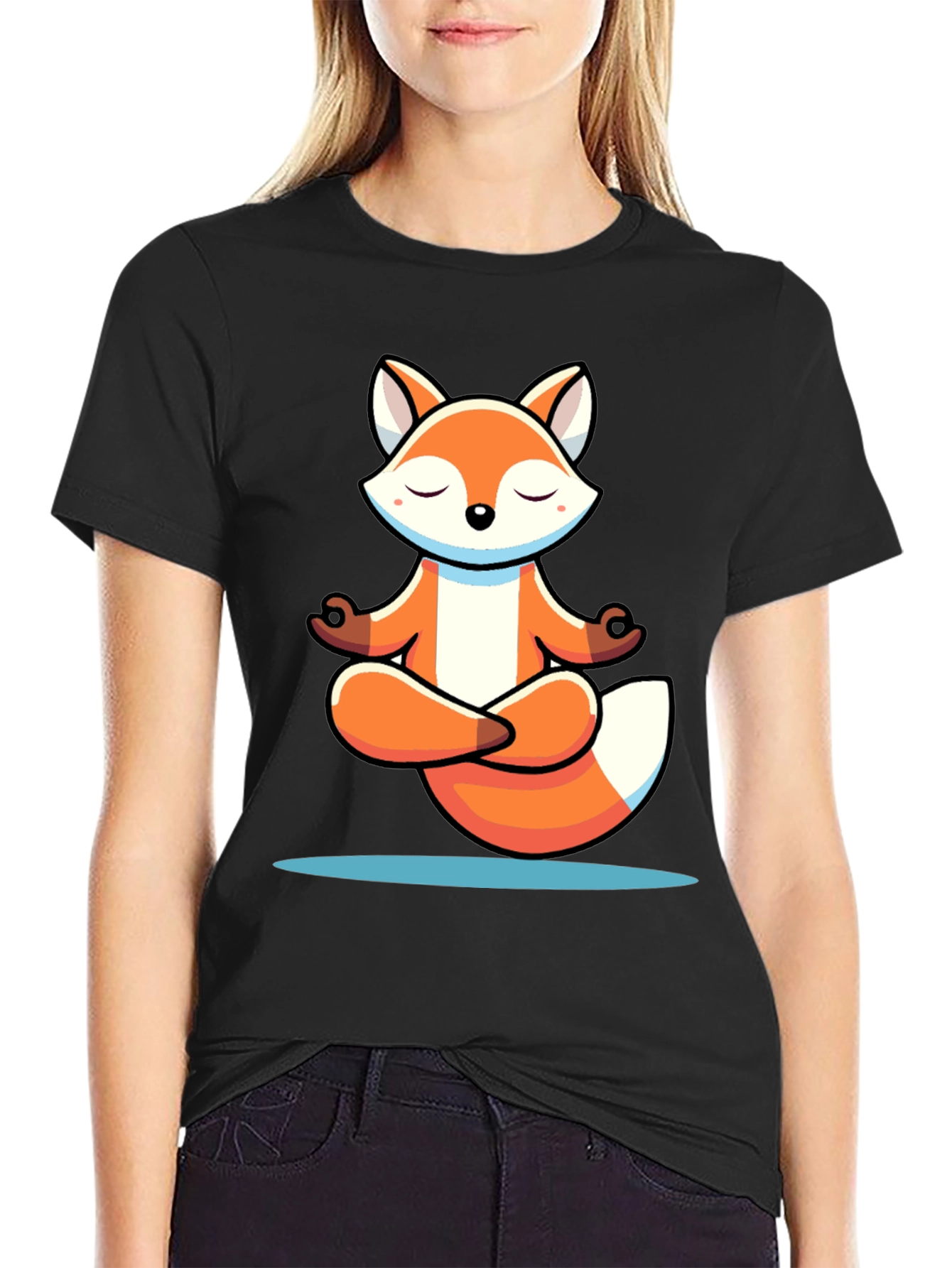 Meditating Fox Graphic Tee - Soft Cotton Blend