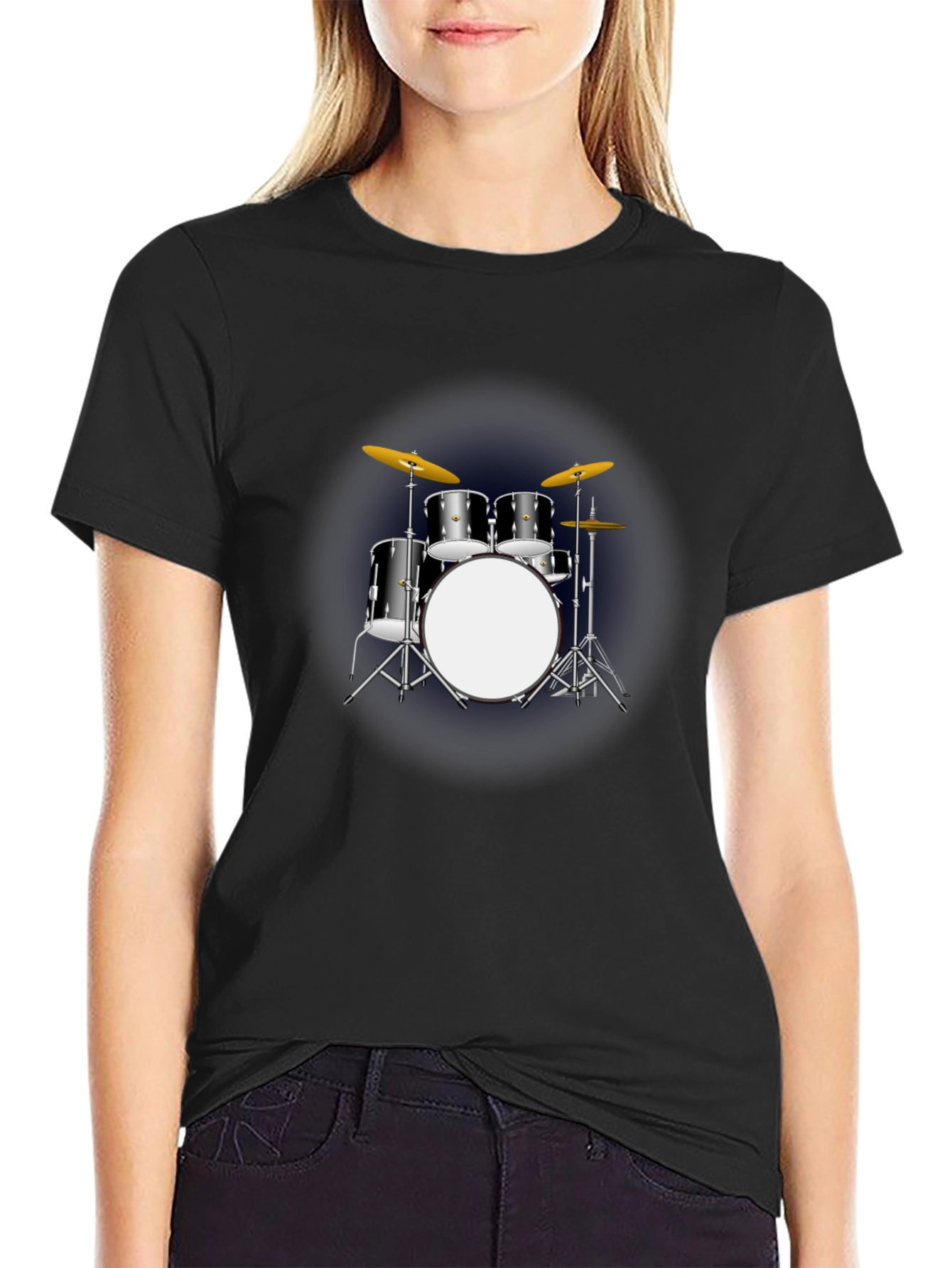Drum Kit Graphic T-Shirt - Black Music Tee