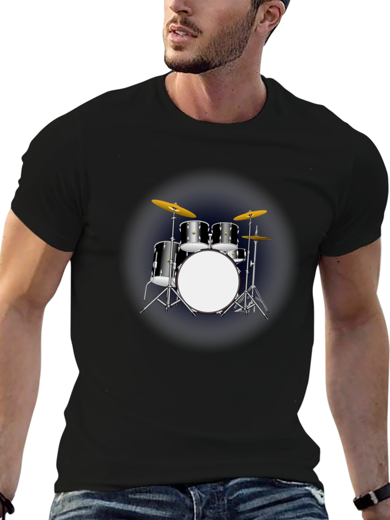 Drum Kit Graphic T-Shirt - Black Music Tee