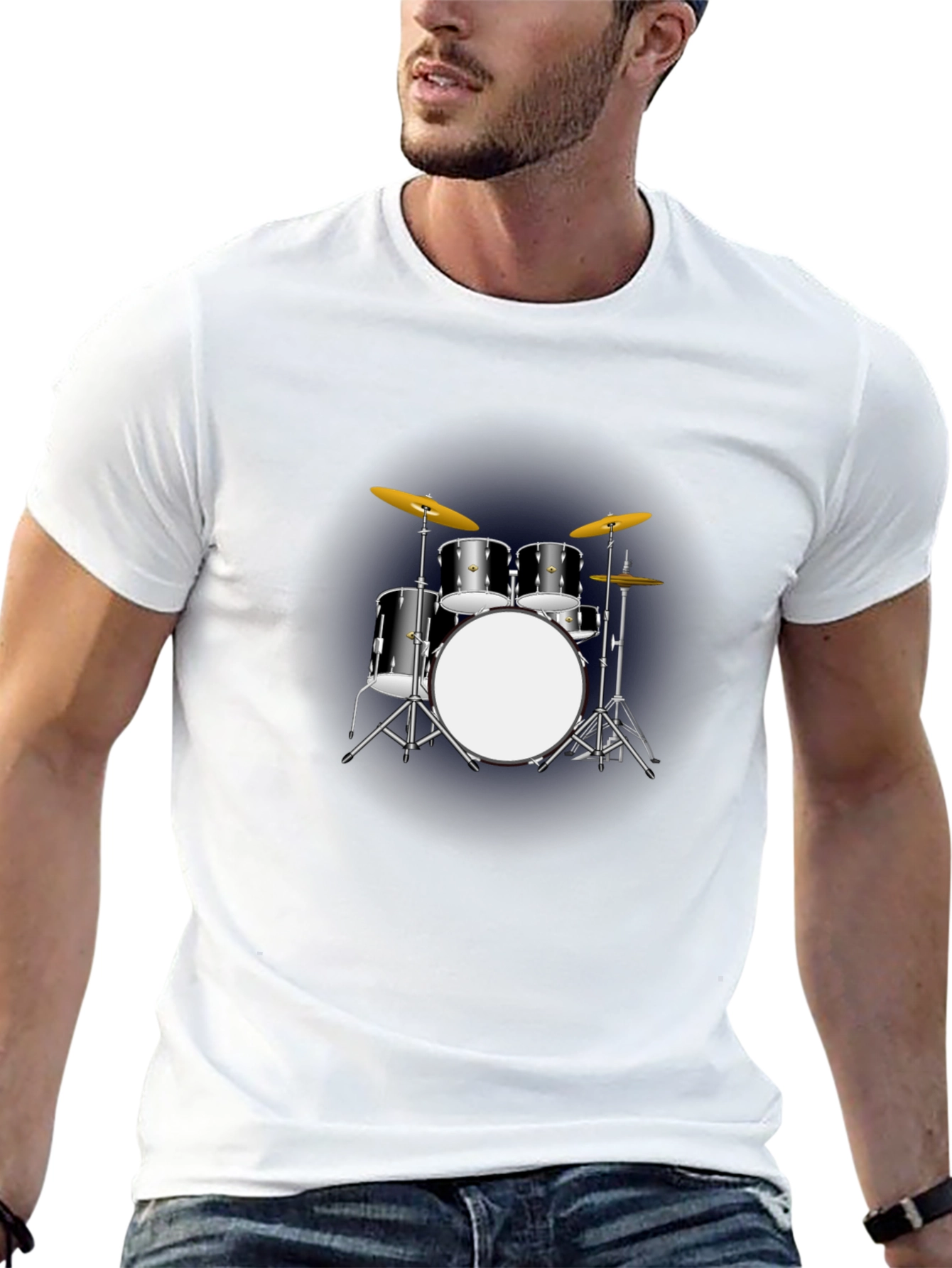 Drum Kit Graphic T-Shirt - Black Music Tee