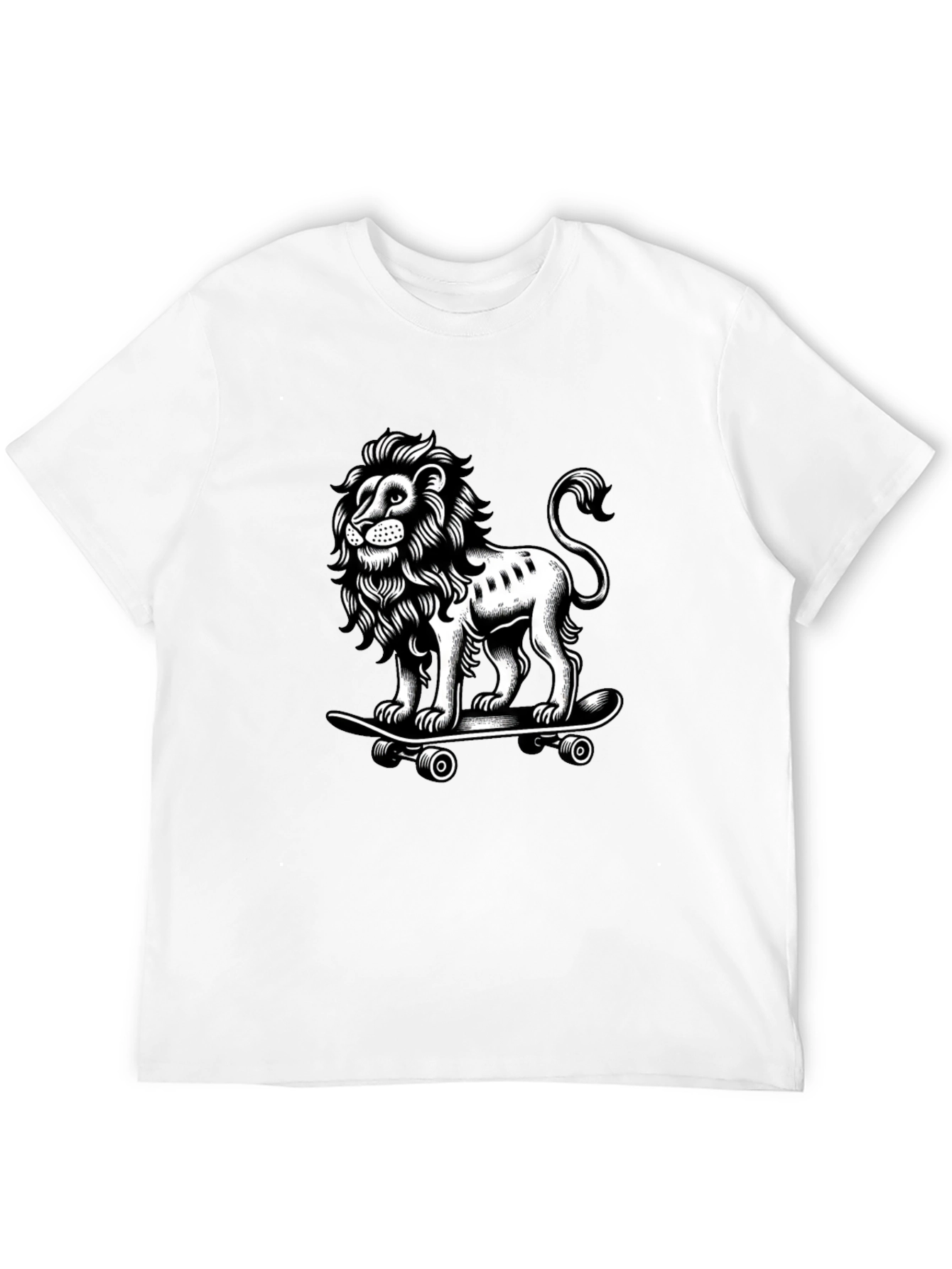 Lion Skateboard Graphic T-Shirt - Black