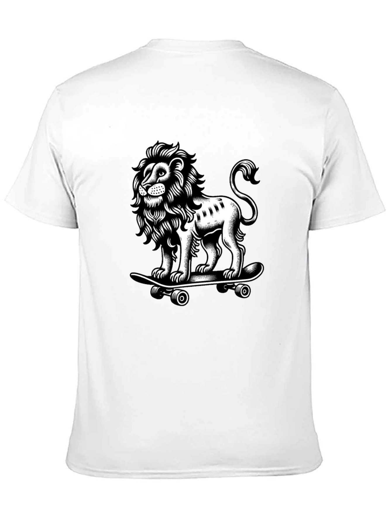 Lion Skateboard Graphic T-Shirt - Black