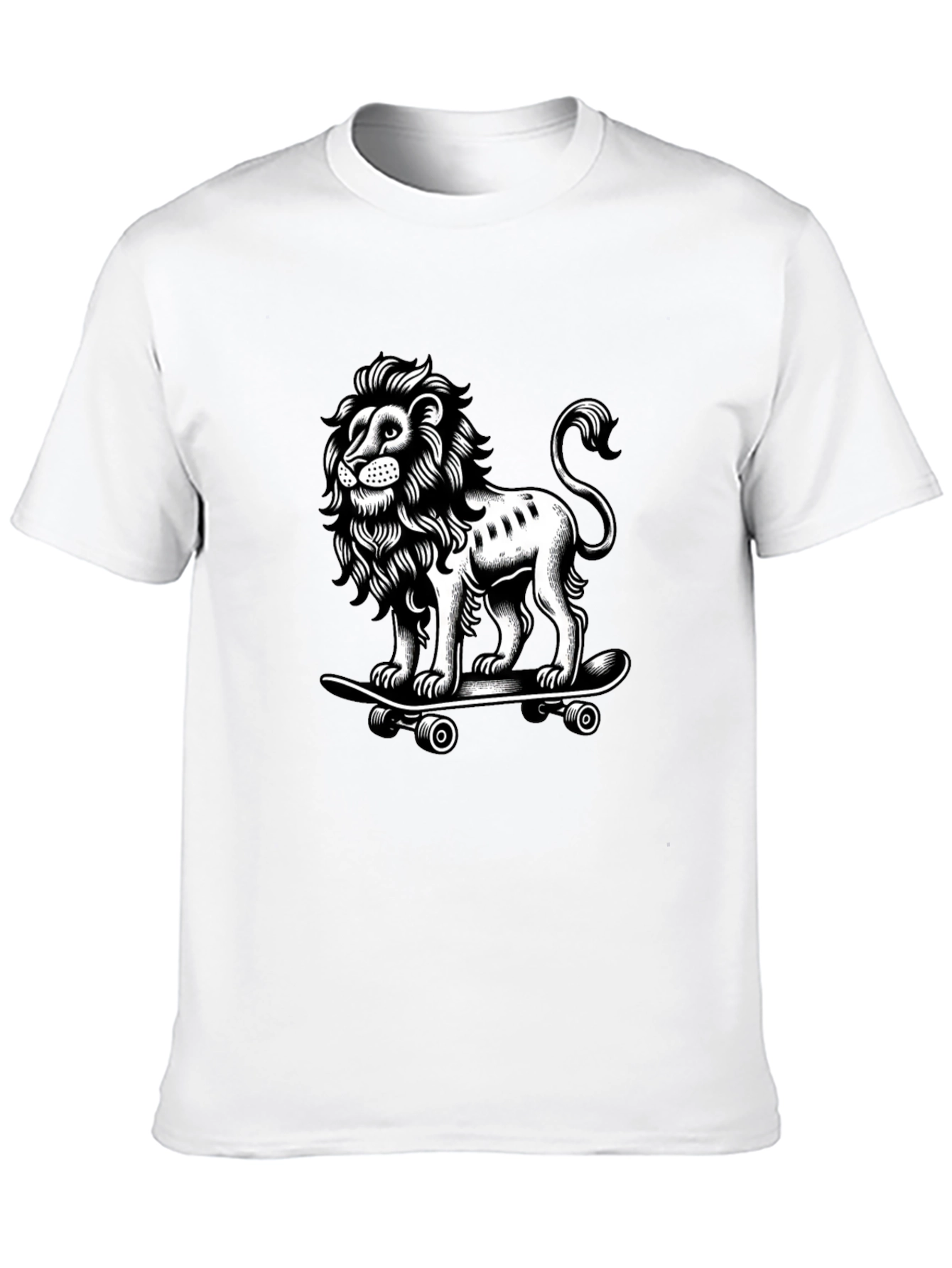 Lion Skateboard Graphic T-Shirt - Black